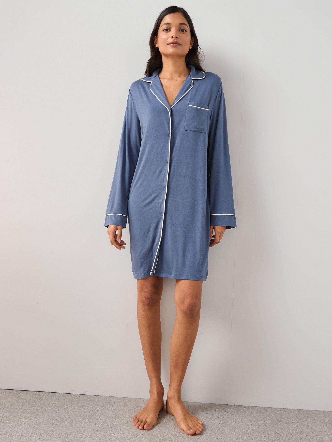 Image 3 of 6 of The Very Collection Jersey Revere Nighttdress - Navy