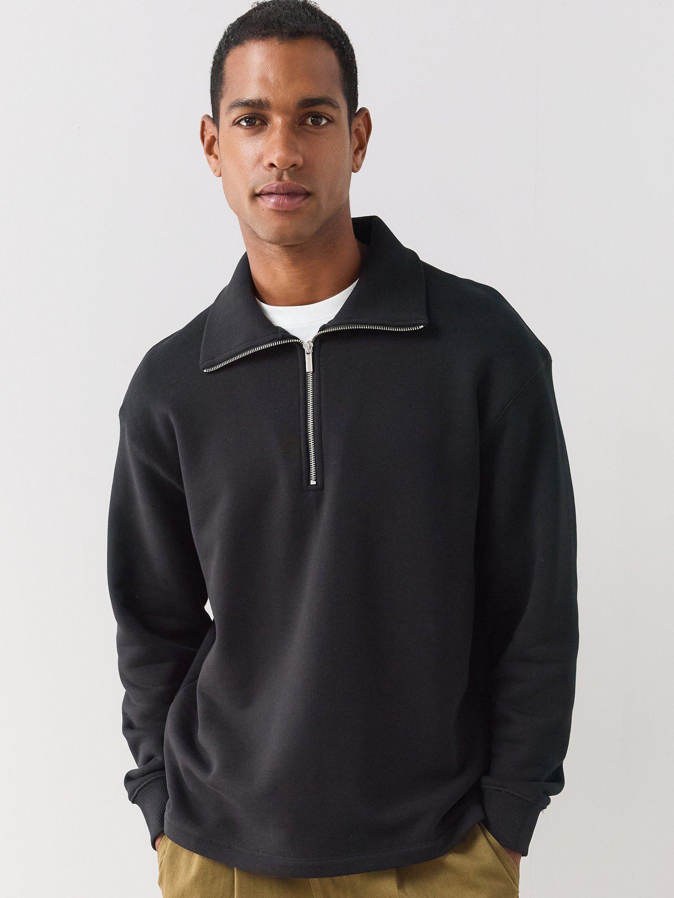 The Very Collection Pure Cotton Heavyweight Quarter Zip Sweat - Black