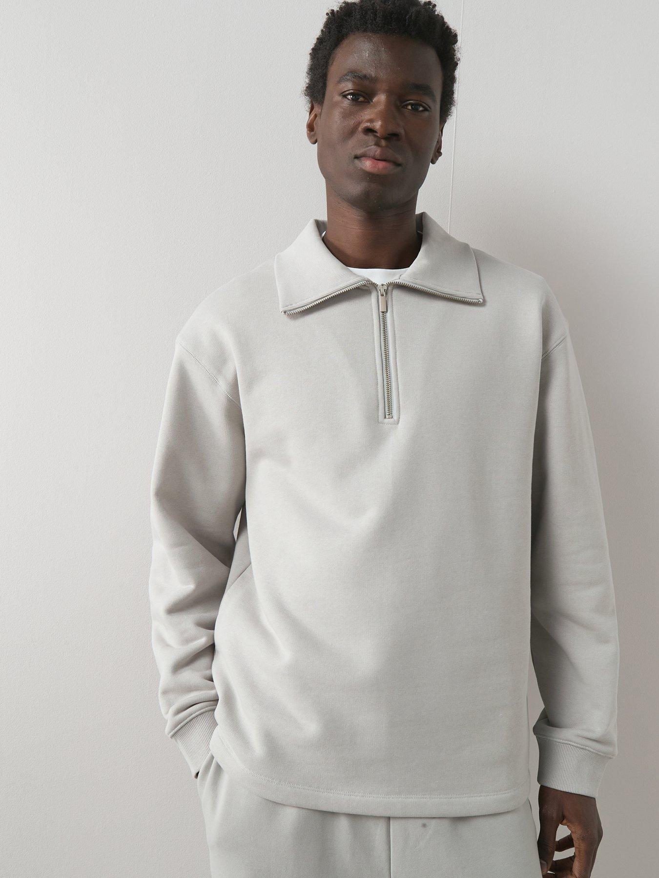 Image 1 of 7 of The Very Collection Pure Cotton Premium Quarter Zip Sweat - Grey