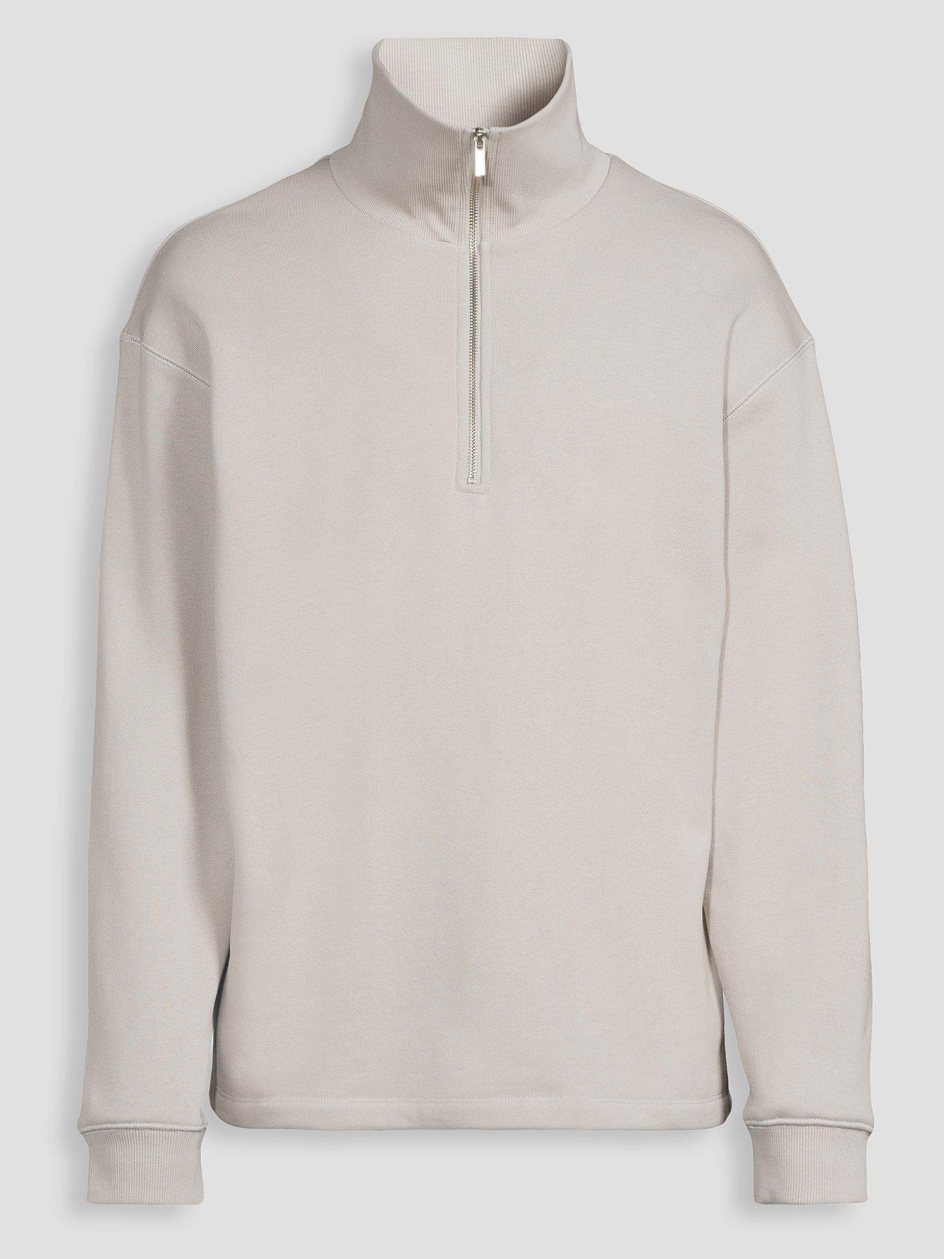 Image 7 of 7 of The Very Collection Pure Cotton Premium Quarter Zip Sweat - Grey