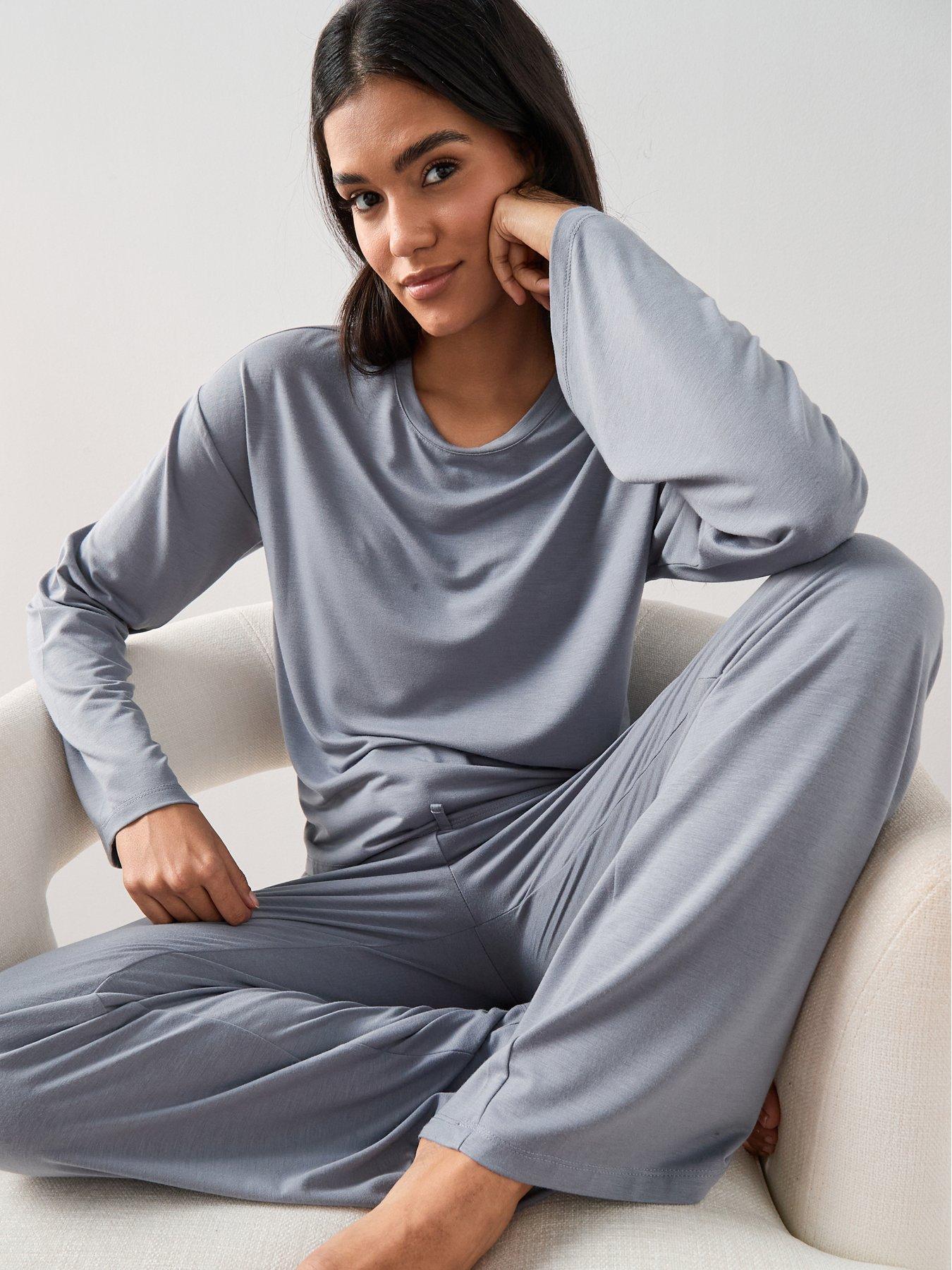 Image 6 of 6 of The Very Collection Long Sleeve Slouchy Pyjama Set &nbsp;- Blue