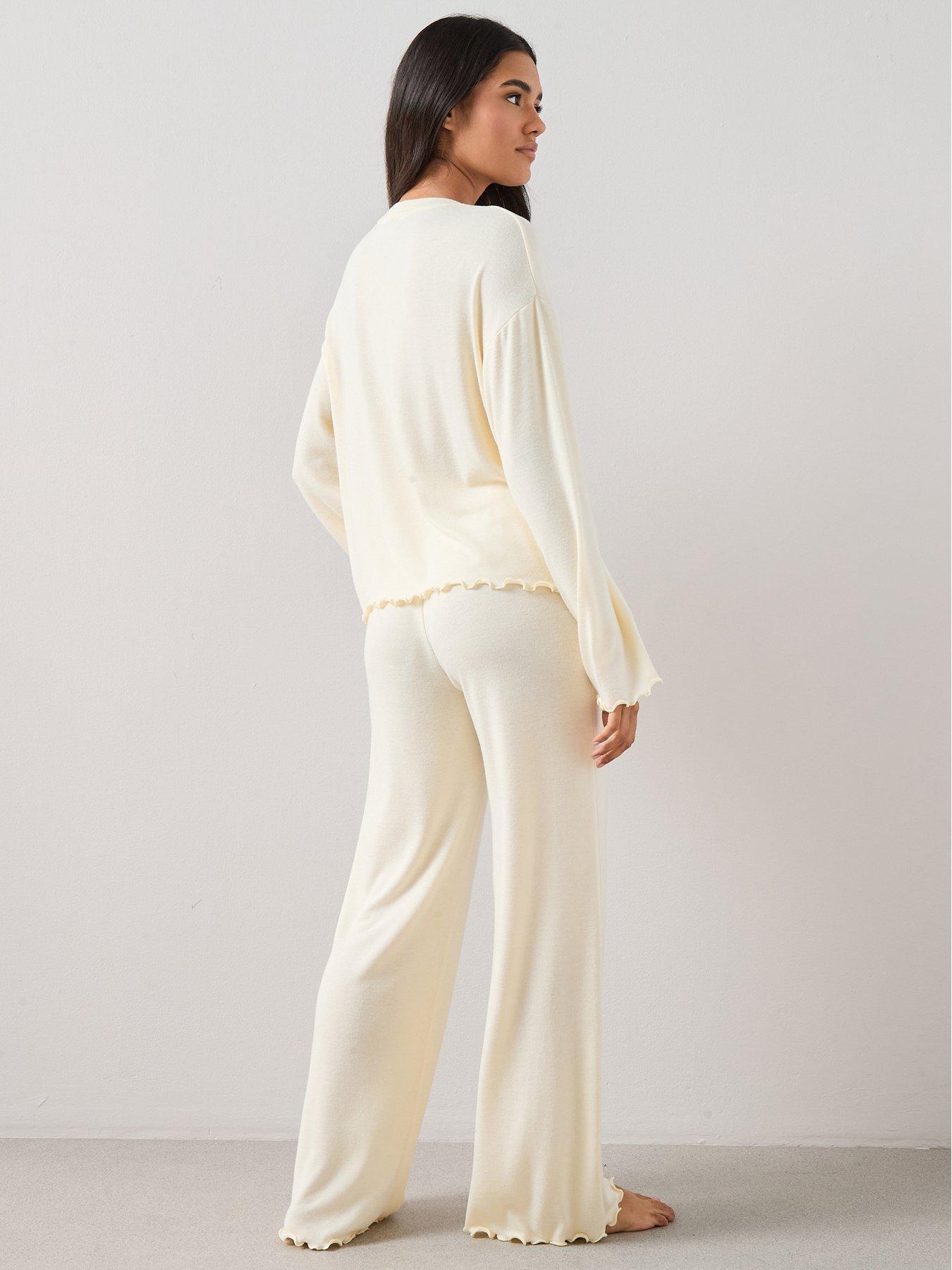 Image 5 of 6 of The Very Collection Long Sleeve Lettuce Hem Pyjama Set - Yellow