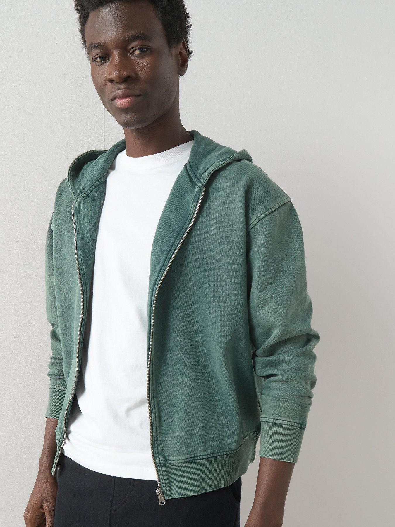 The Very Collection Pure Cotton Washed Zip Through Hoodie - Green