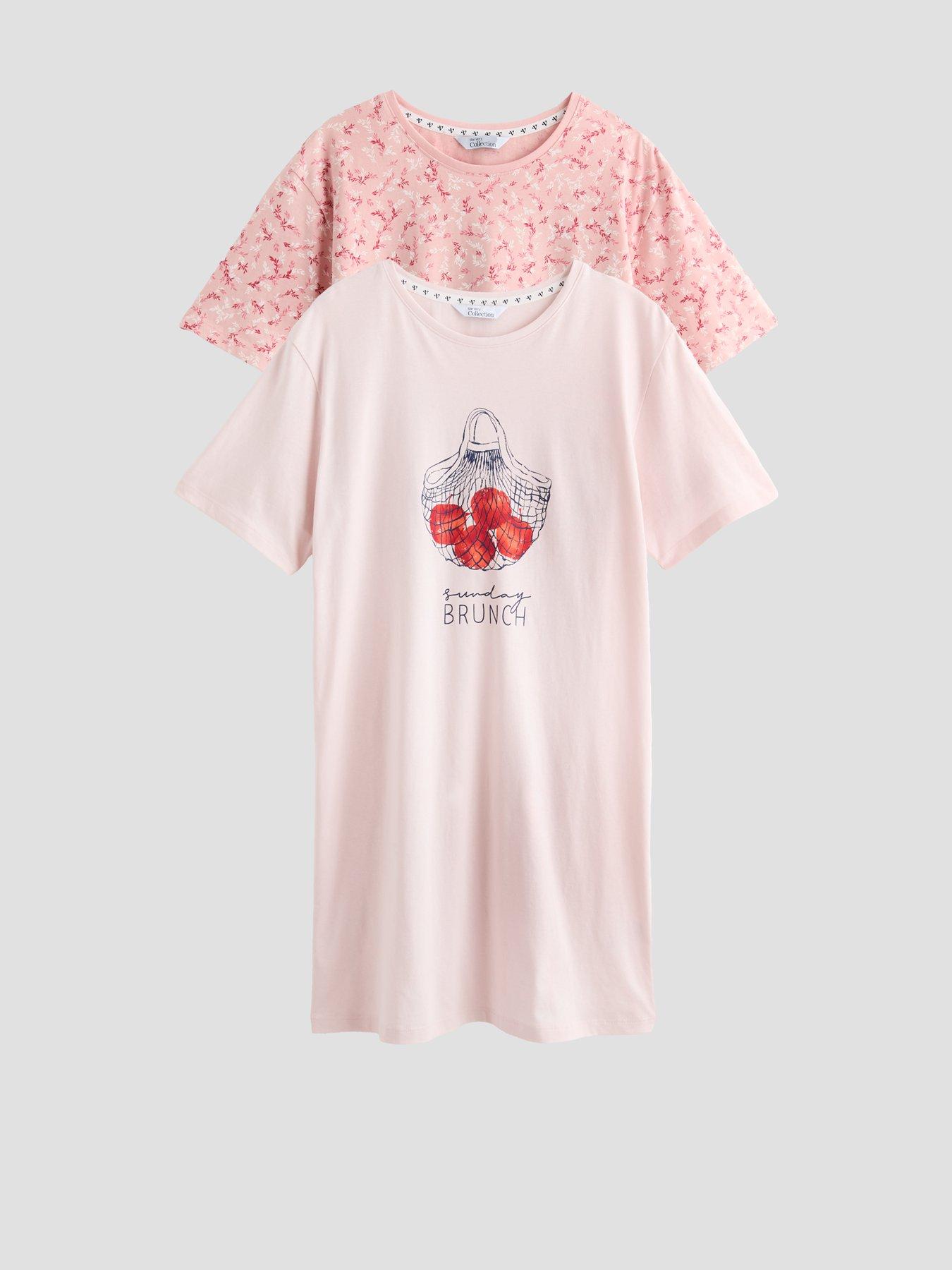 Image 1 of 5 of The Very Collection 2Pk Printed Night Dress - Pink