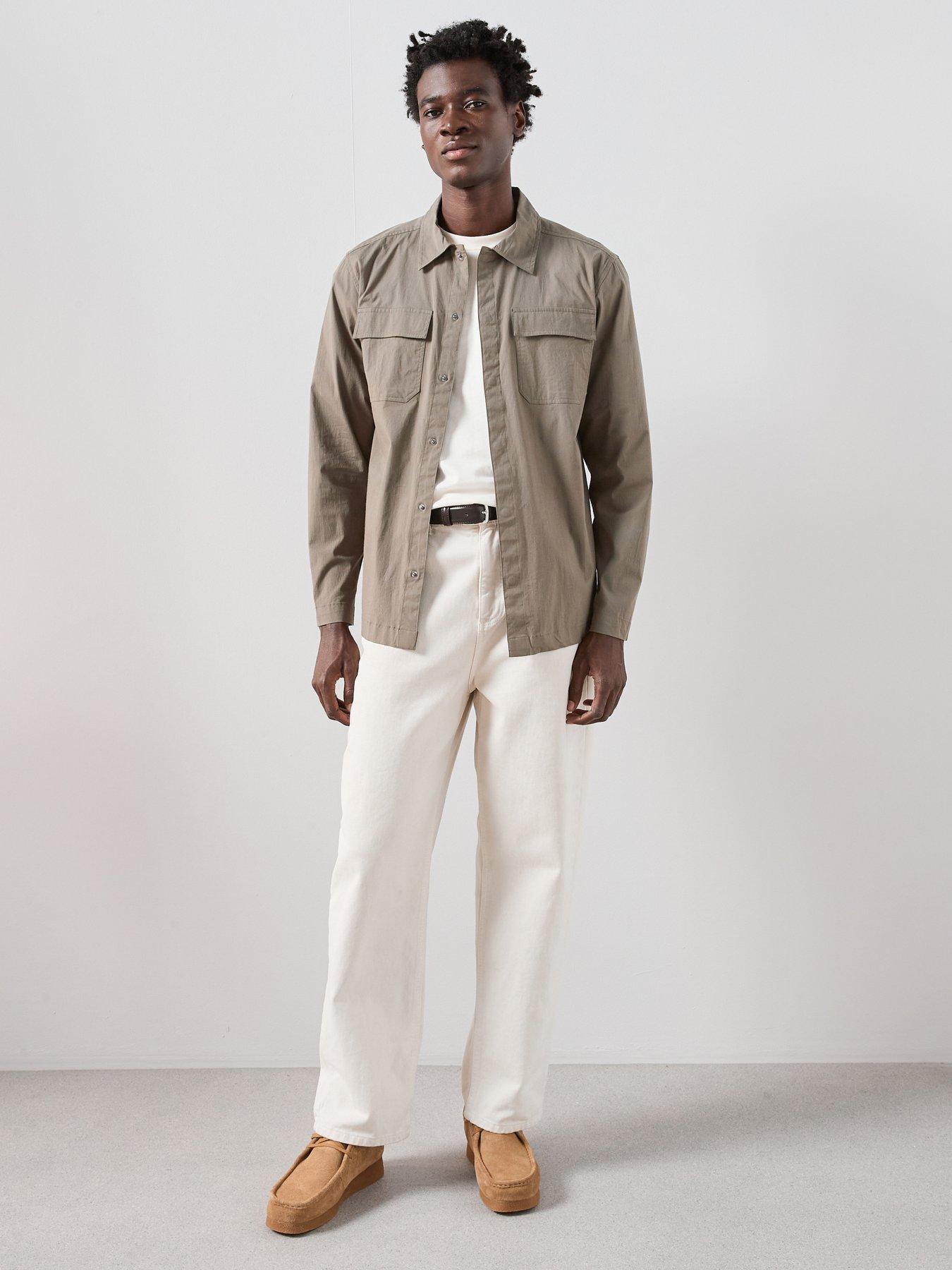 the-very-collection-cotton-rich-double-pocket-textured-overshirt-khakifront