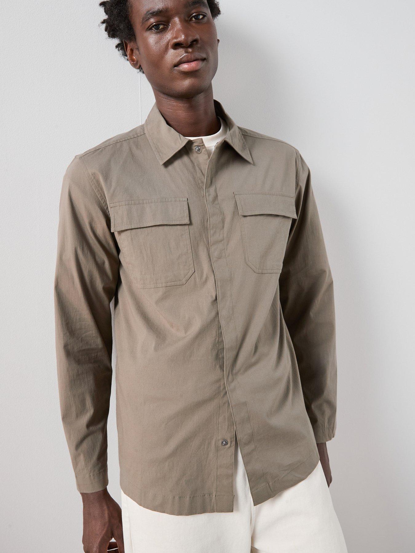 the-very-collection-cotton-rich-double-pocket-textured-overshirt-khakiback