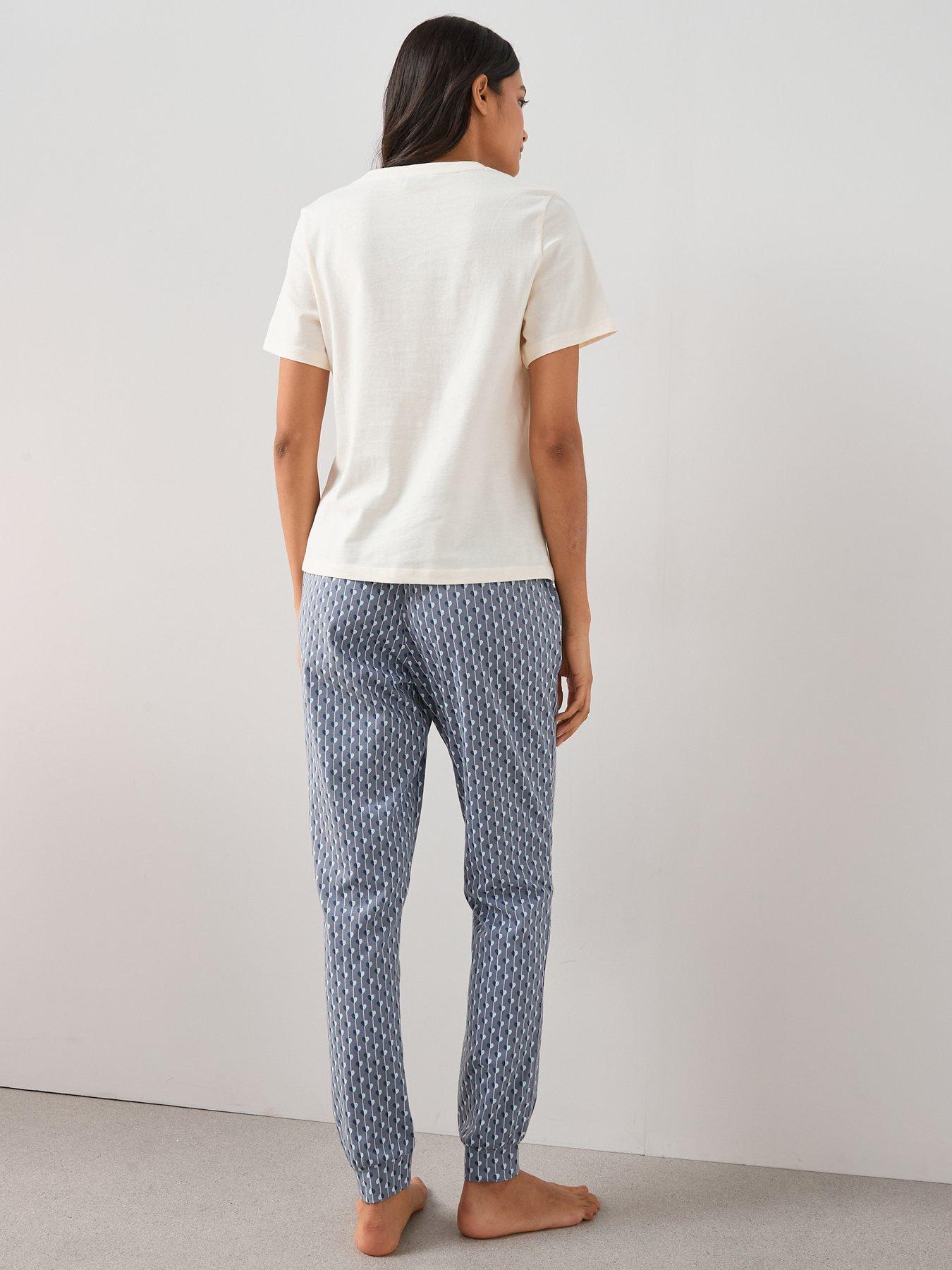 Image 2 of 5 of The Very Collection Embroidered Heart Top and Jogger Pyjama Set - Blue