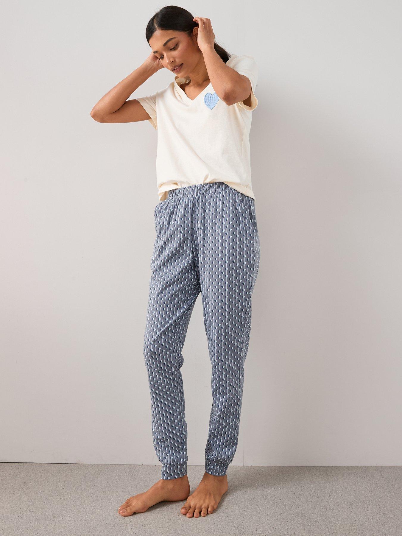 Image 3 of 5 of The Very Collection Embroidered Heart Top and Jogger Pyjama Set - Blue