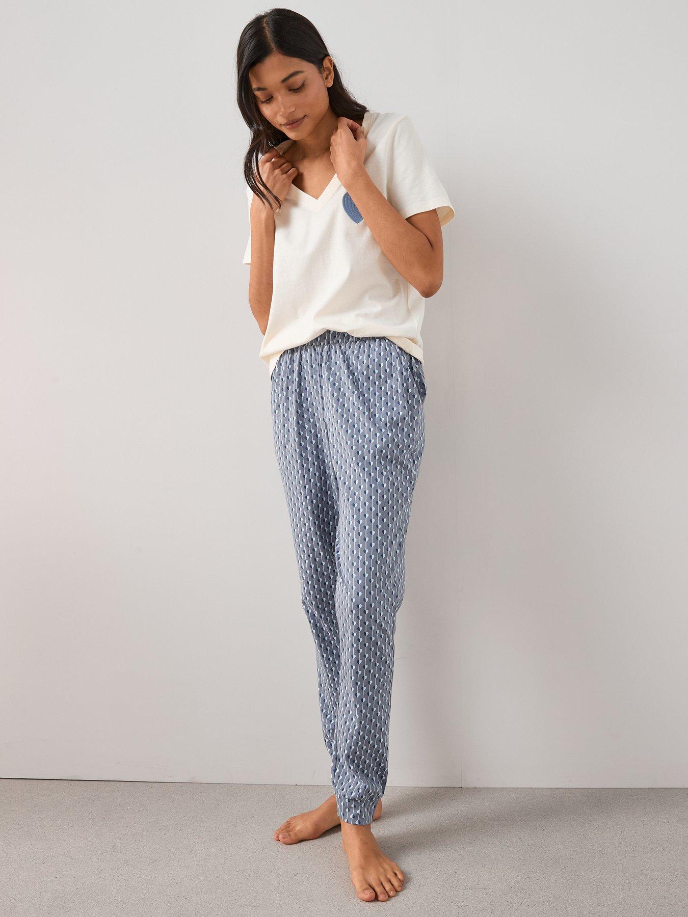 Image 4 of 5 of The Very Collection Embroidered Heart Top and Jogger Pyjama Set - Blue