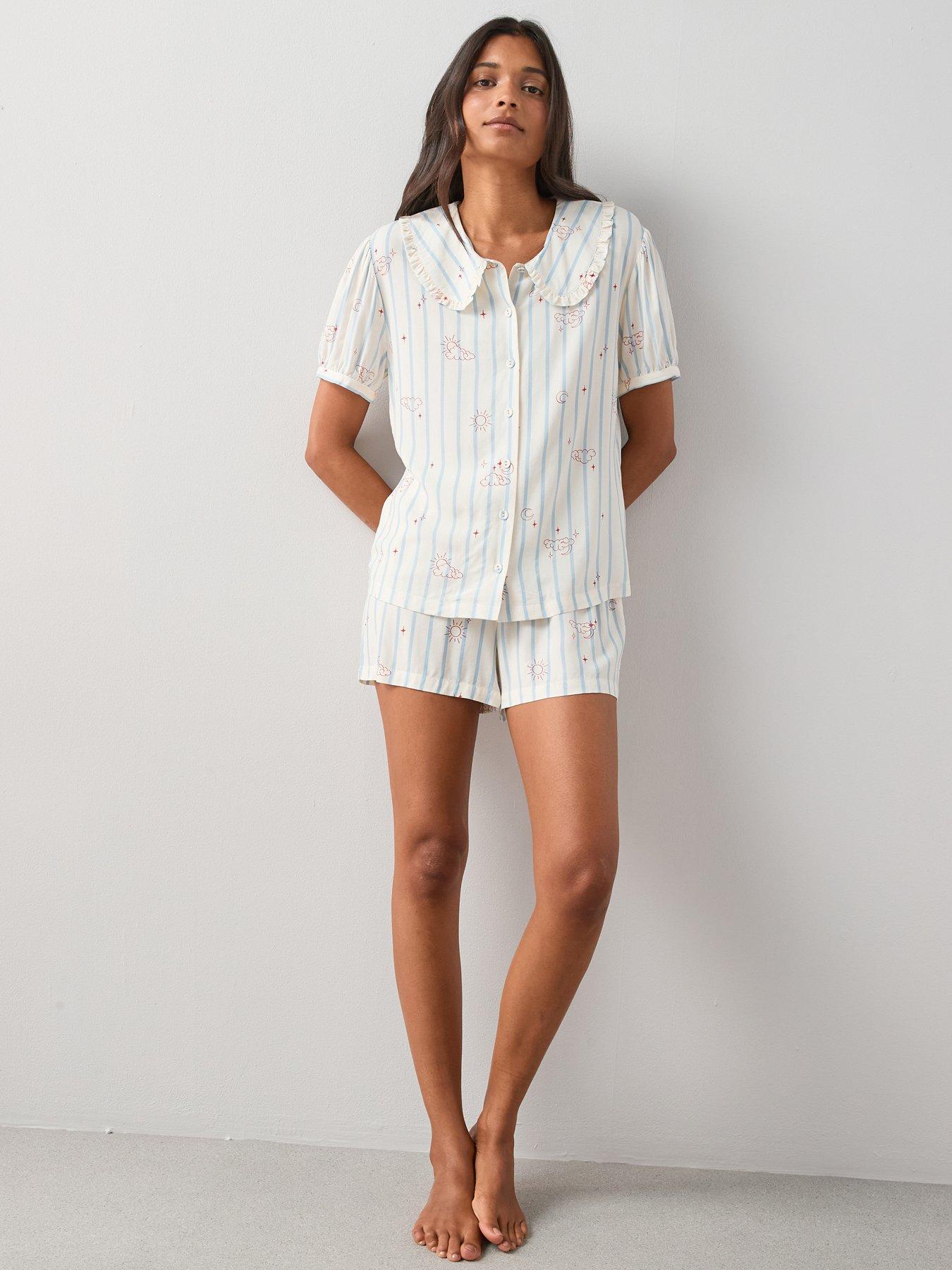 the-very-collection-frill-collar-printed-woven-pyjama-set-whitefront