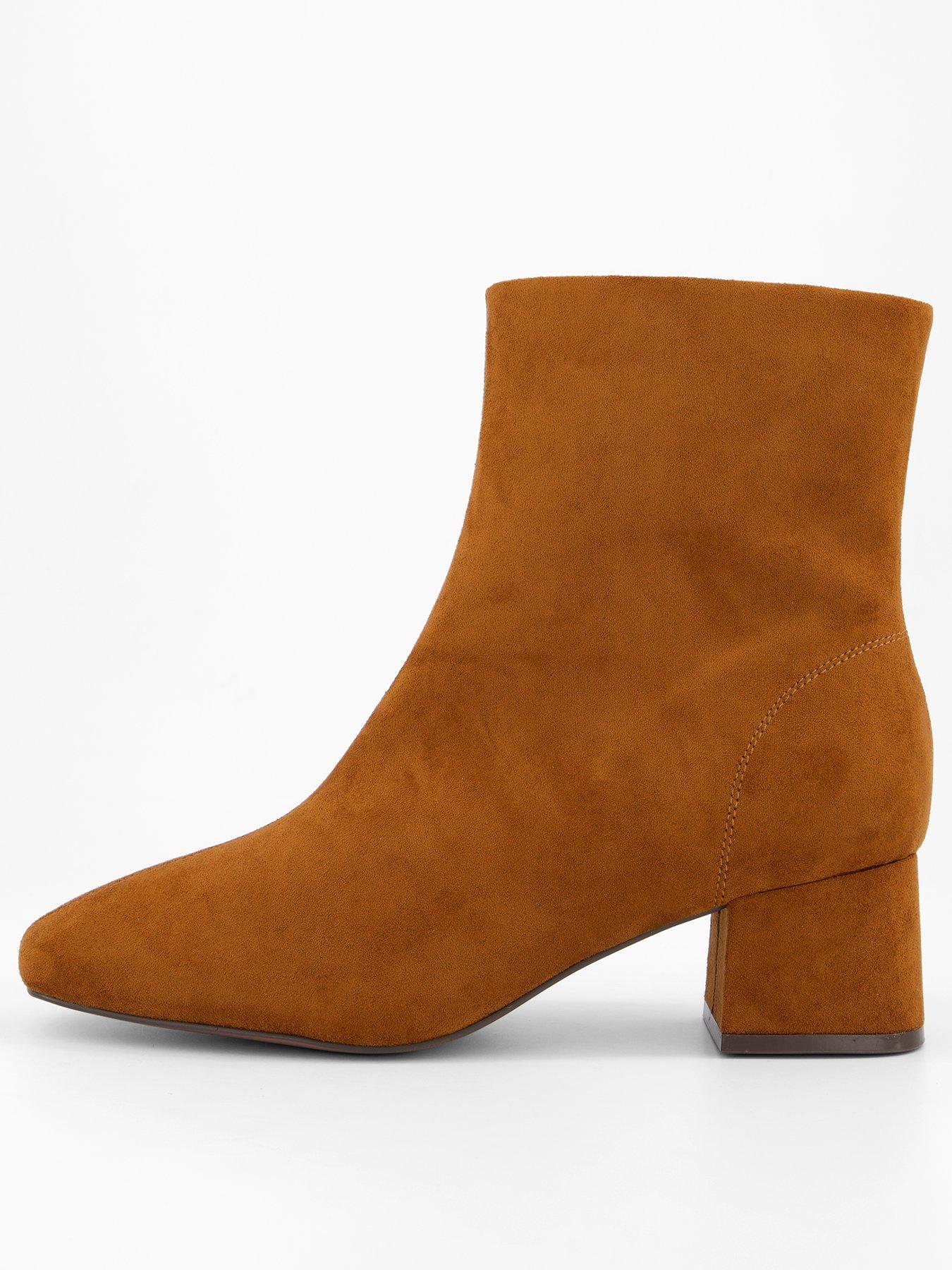 The Very Collection Extra Wide Fit Square Toe Heeled Ankle Boot - Brown