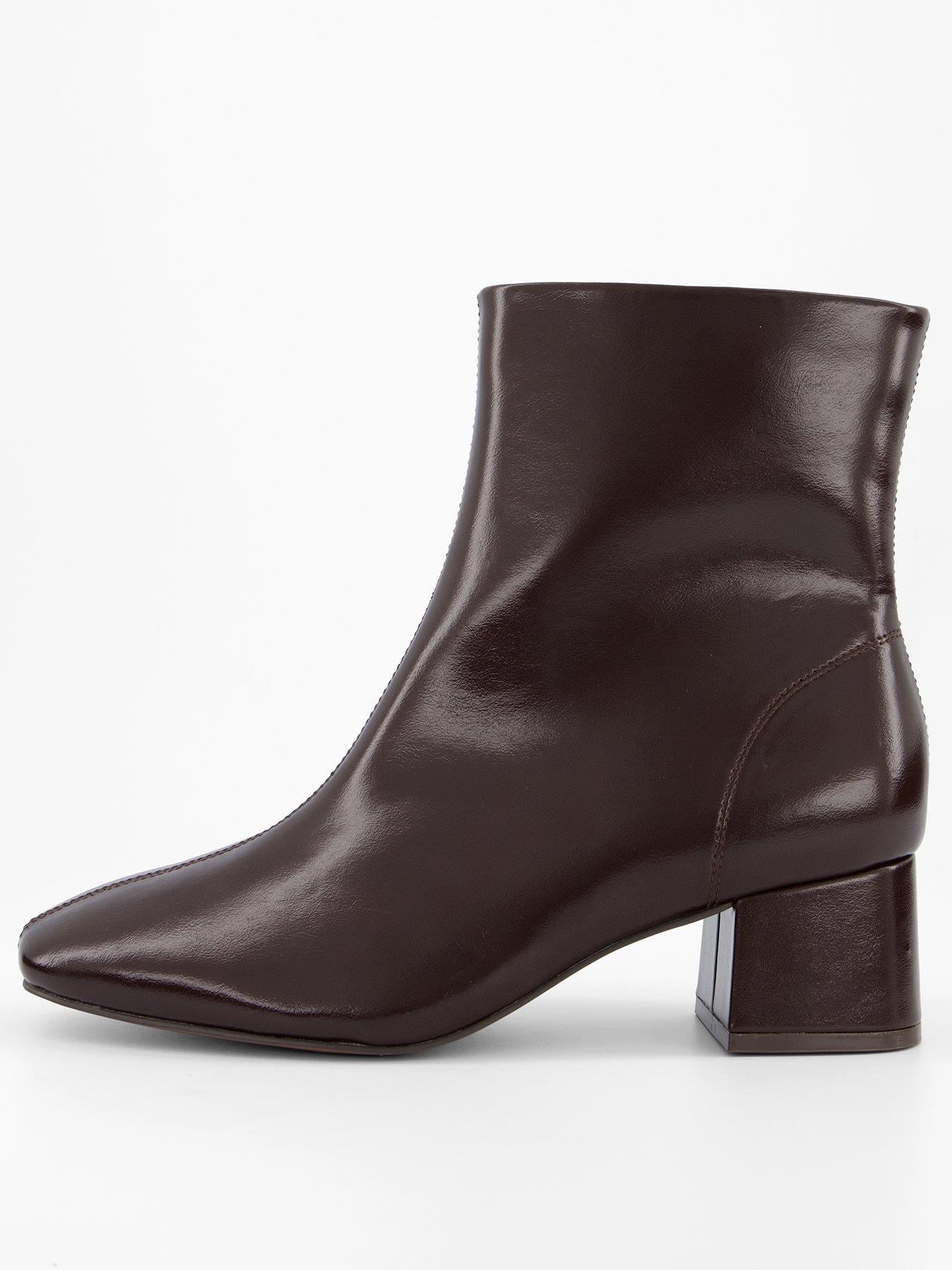 The Very Collection Wide Fit Block Heel Ankle Boot - Brown