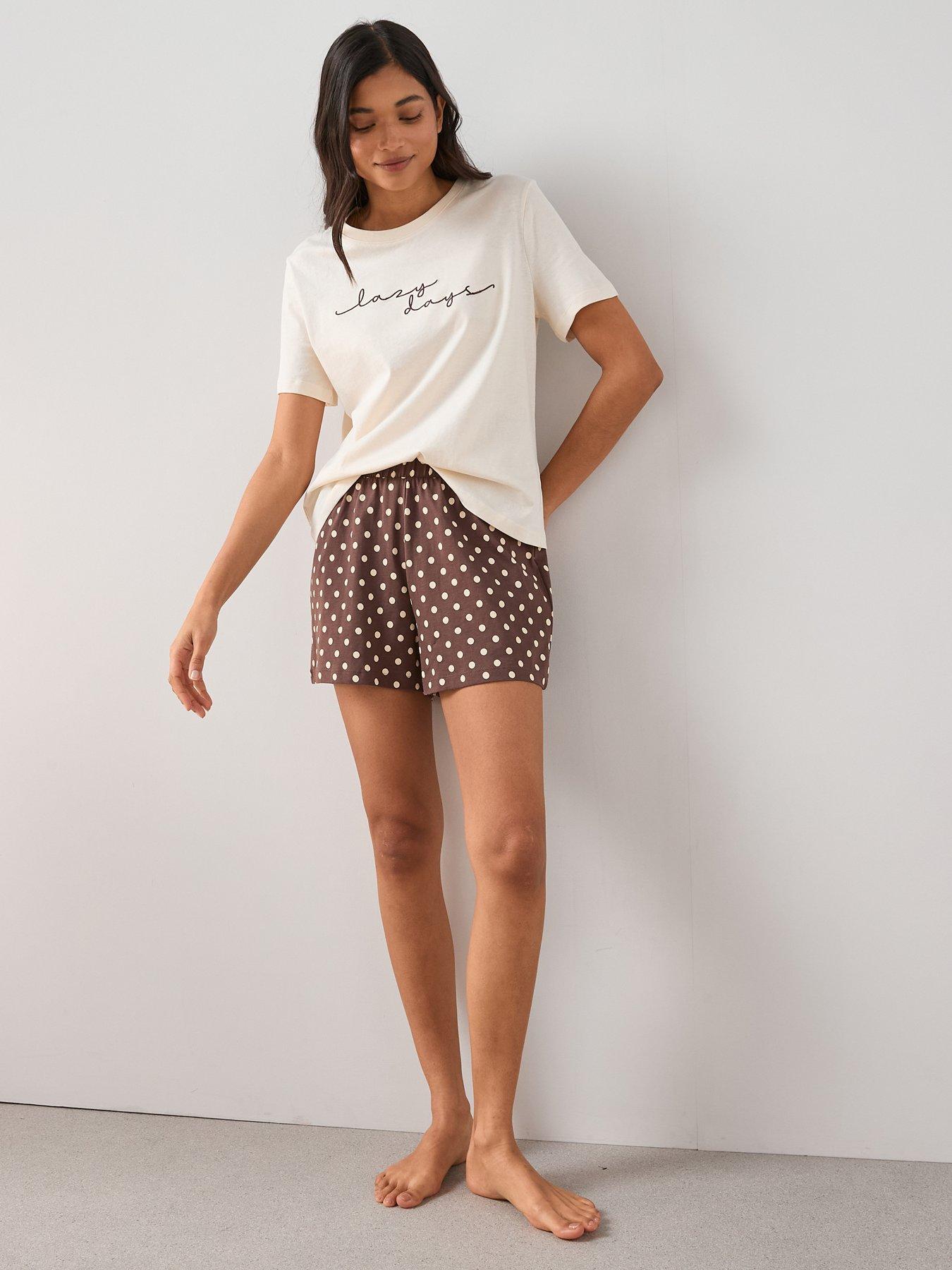 Image 1 of 6 of The Very Collection Short Sleeve T-Shirt and Short PJ Set - White