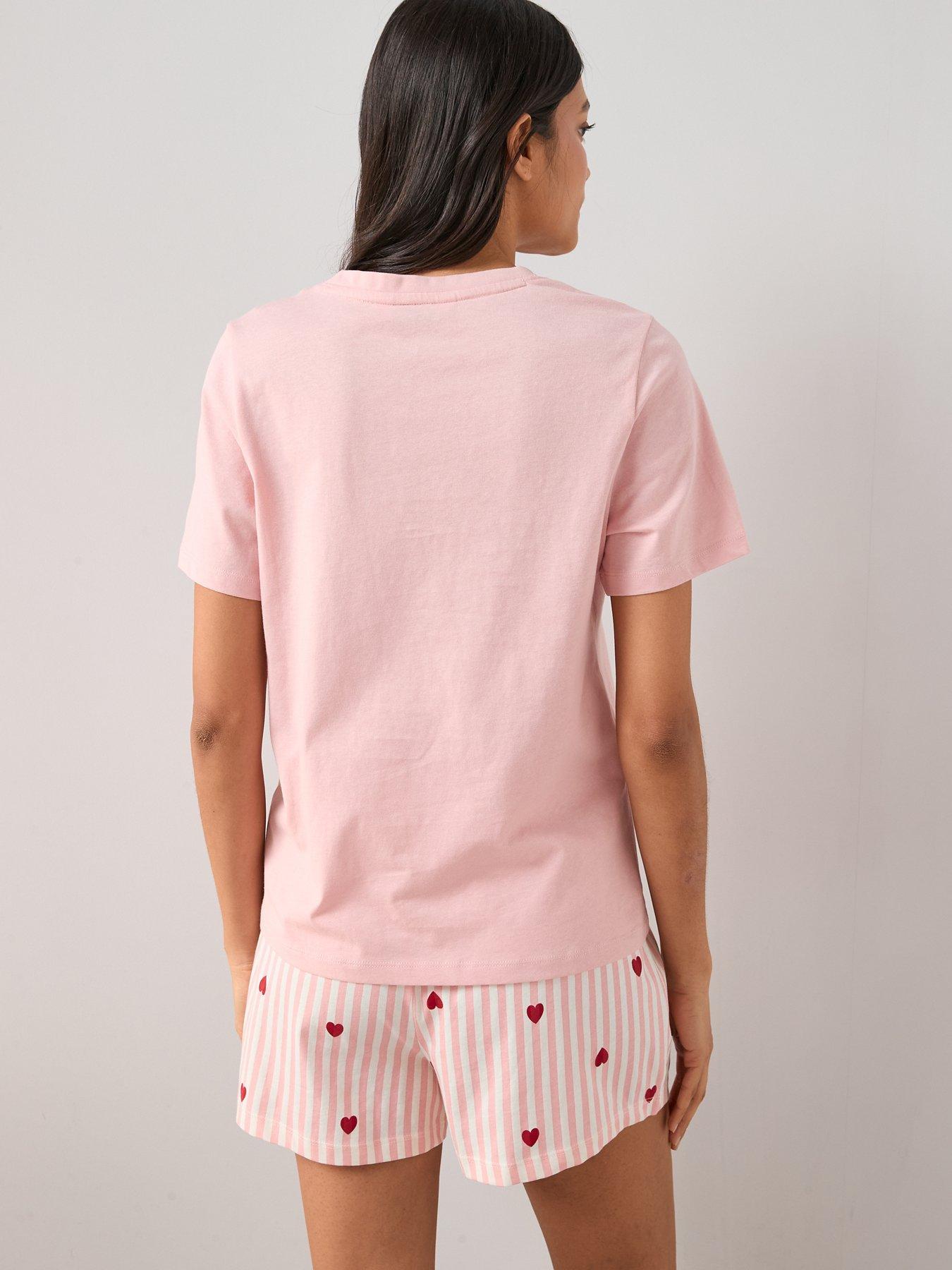 Image 2 of 6 of The Very Collection V Neck Love Letters T-Shirt and Shorts Pyjama Set - Pink