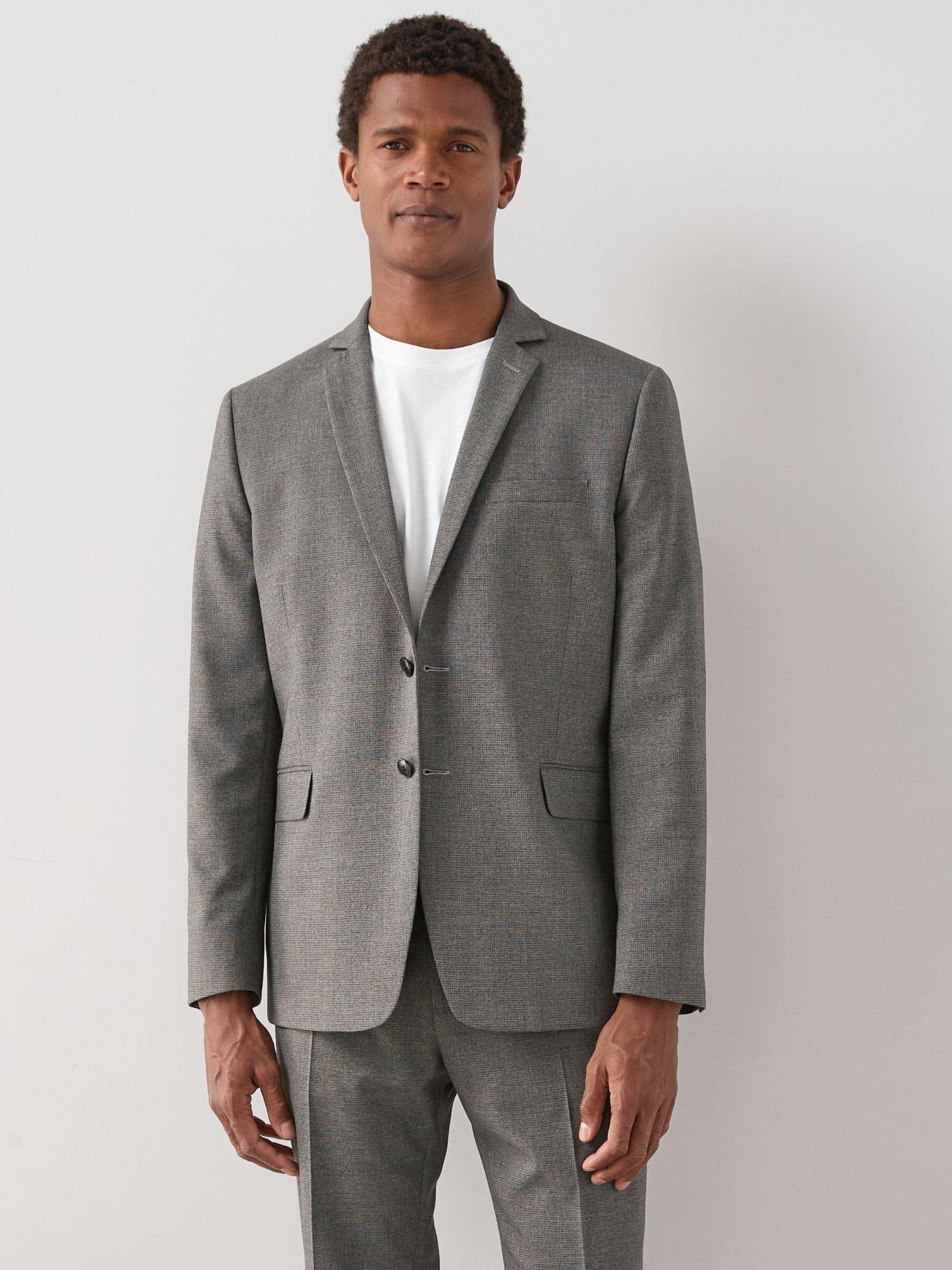 The Very Collection Regular Fit Single Breasted Textured Suit Jacket - Grey