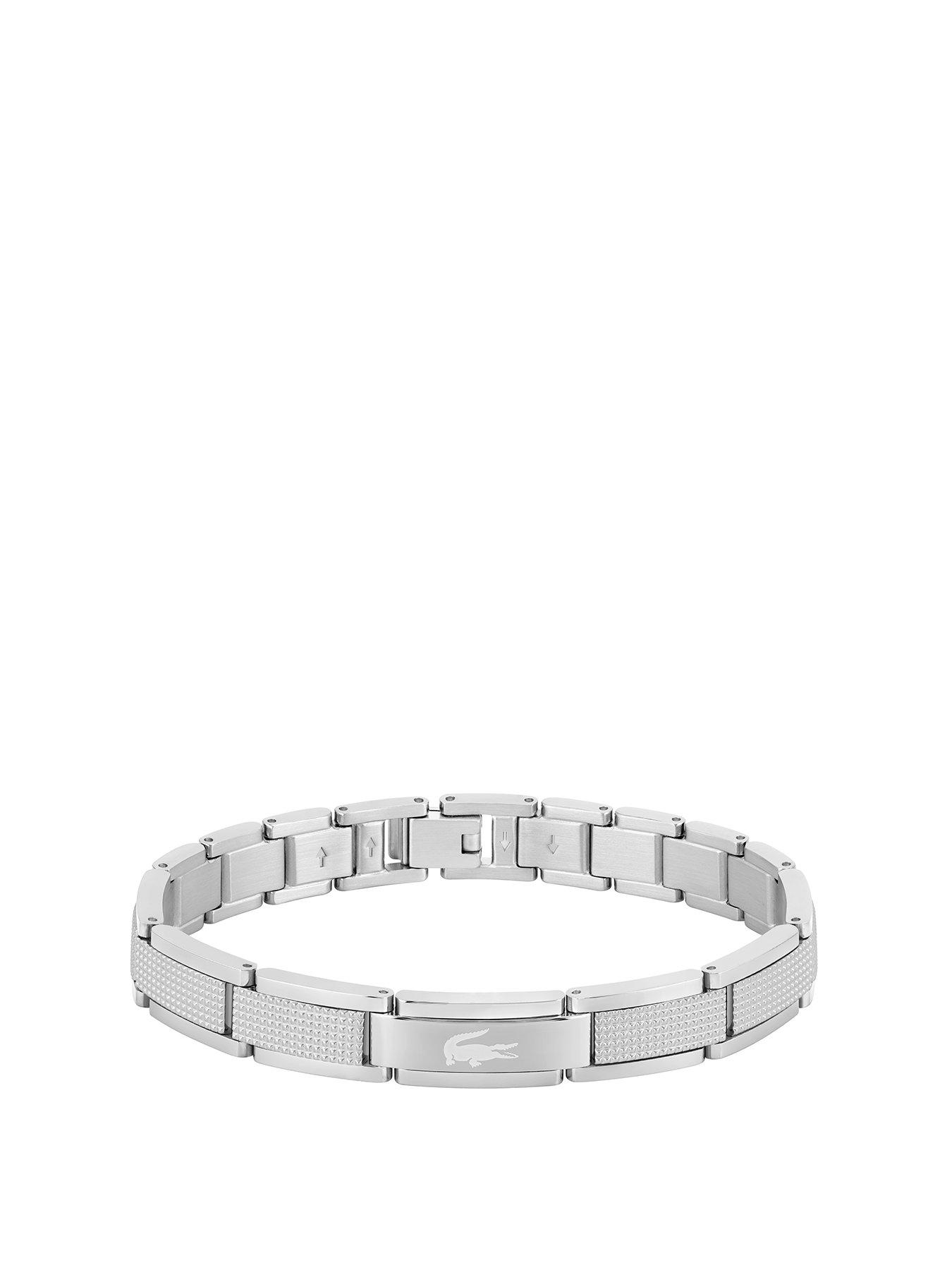 Lacoste Lacoste Mens Stencil Stainless Steel Bracelet - Silver