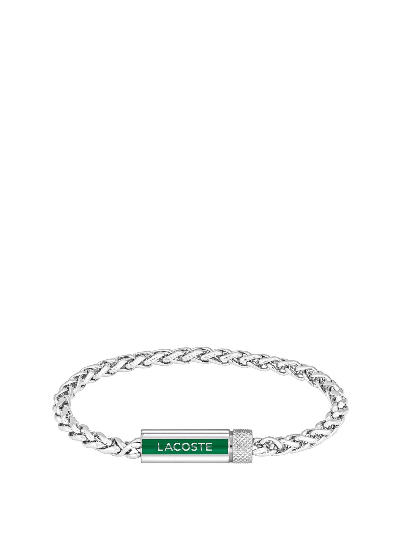 Lacoste Lacoste Mens Spelt Stainless Steel Bracelet - Silver