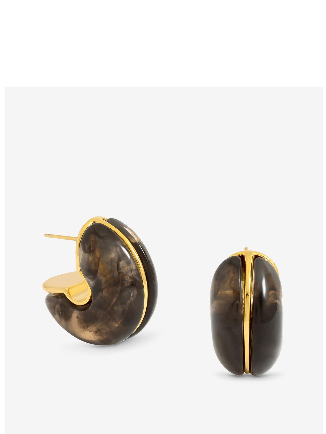 Jon Richard Resin Hoop Earrings - Black