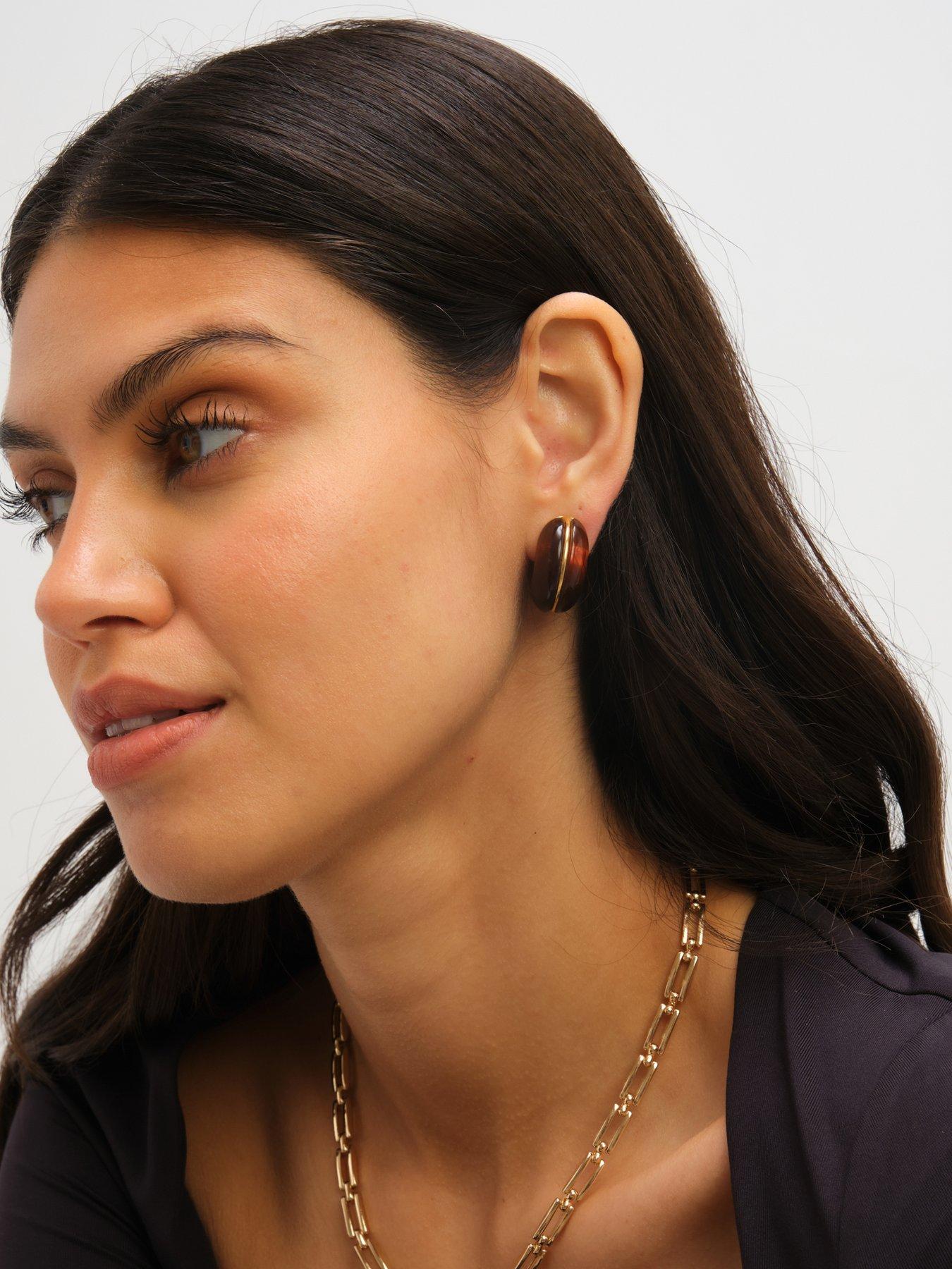 jon-richard-brown-resin-hoop-earrings-goldstillFront