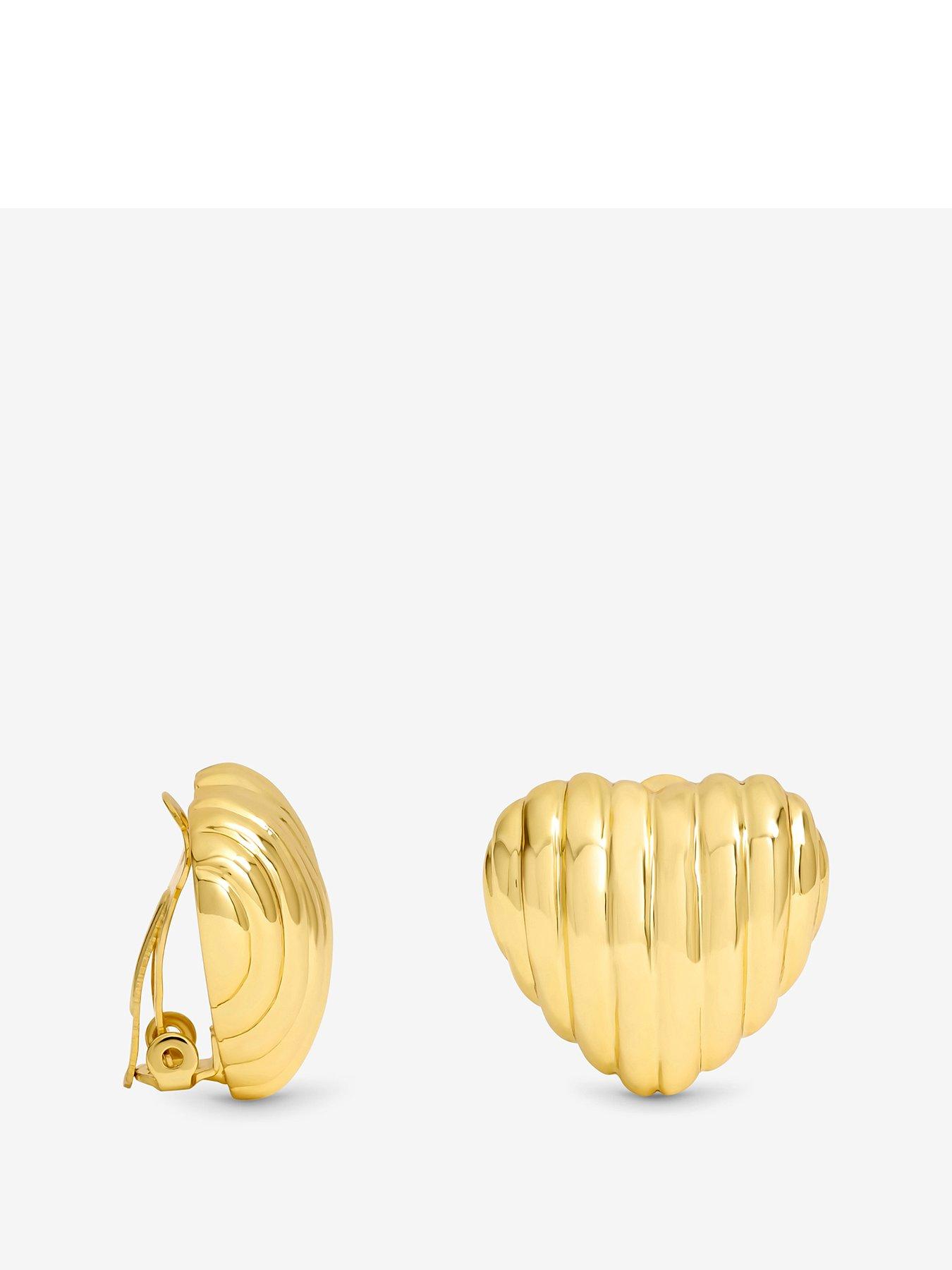 Jon Richard Ridge Puff Heart Clip-On Earrings - Gold