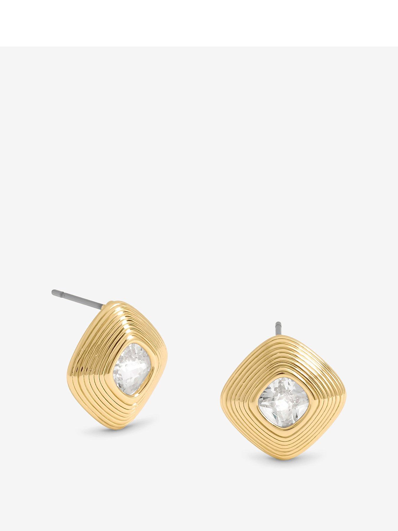 jon-richard-plated-ridge-and-crystal-stud-earrings-gold