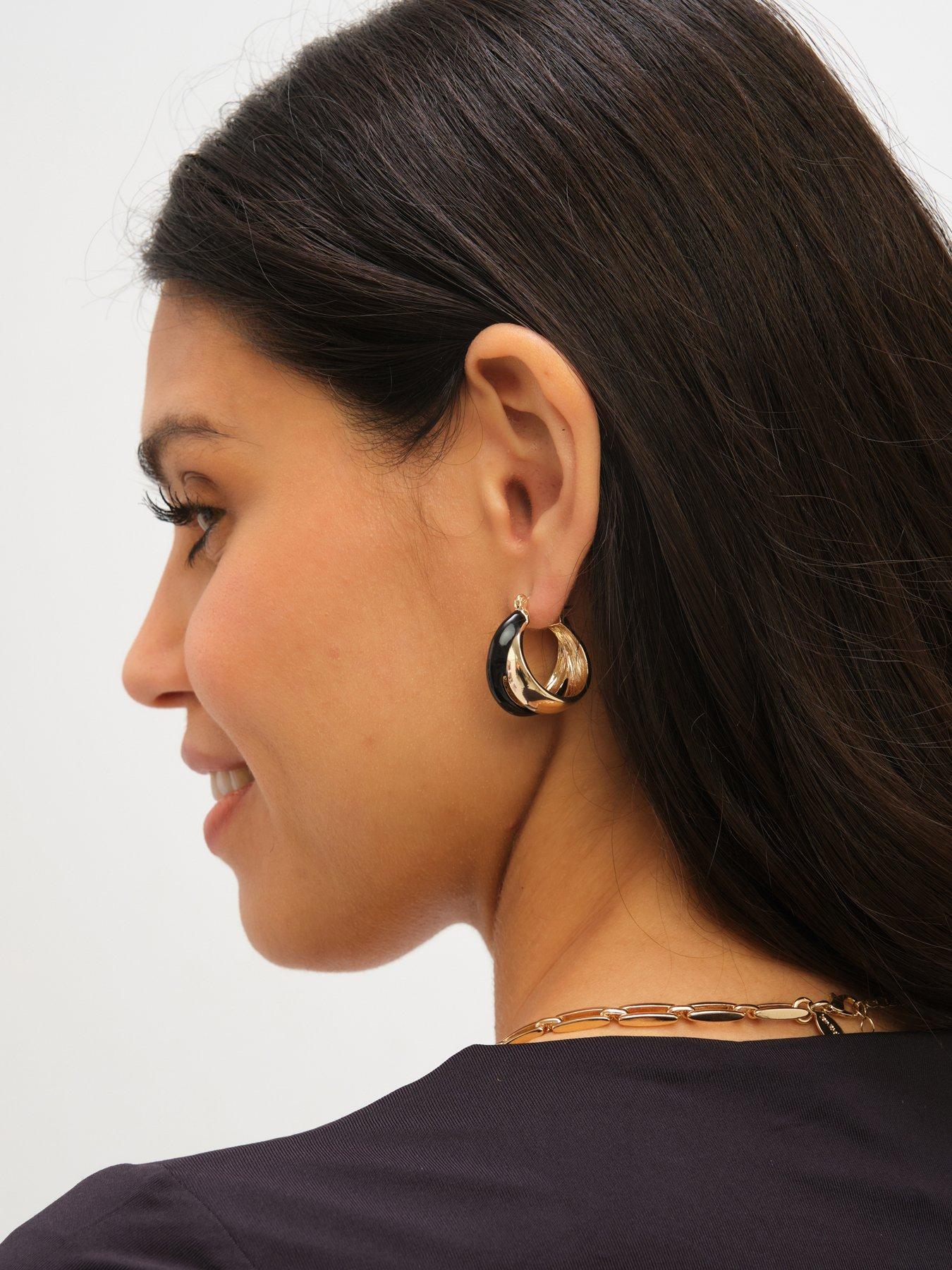 jon-richard-polished-and-jet-enamel-double-hoop-earrings-goldstillFront