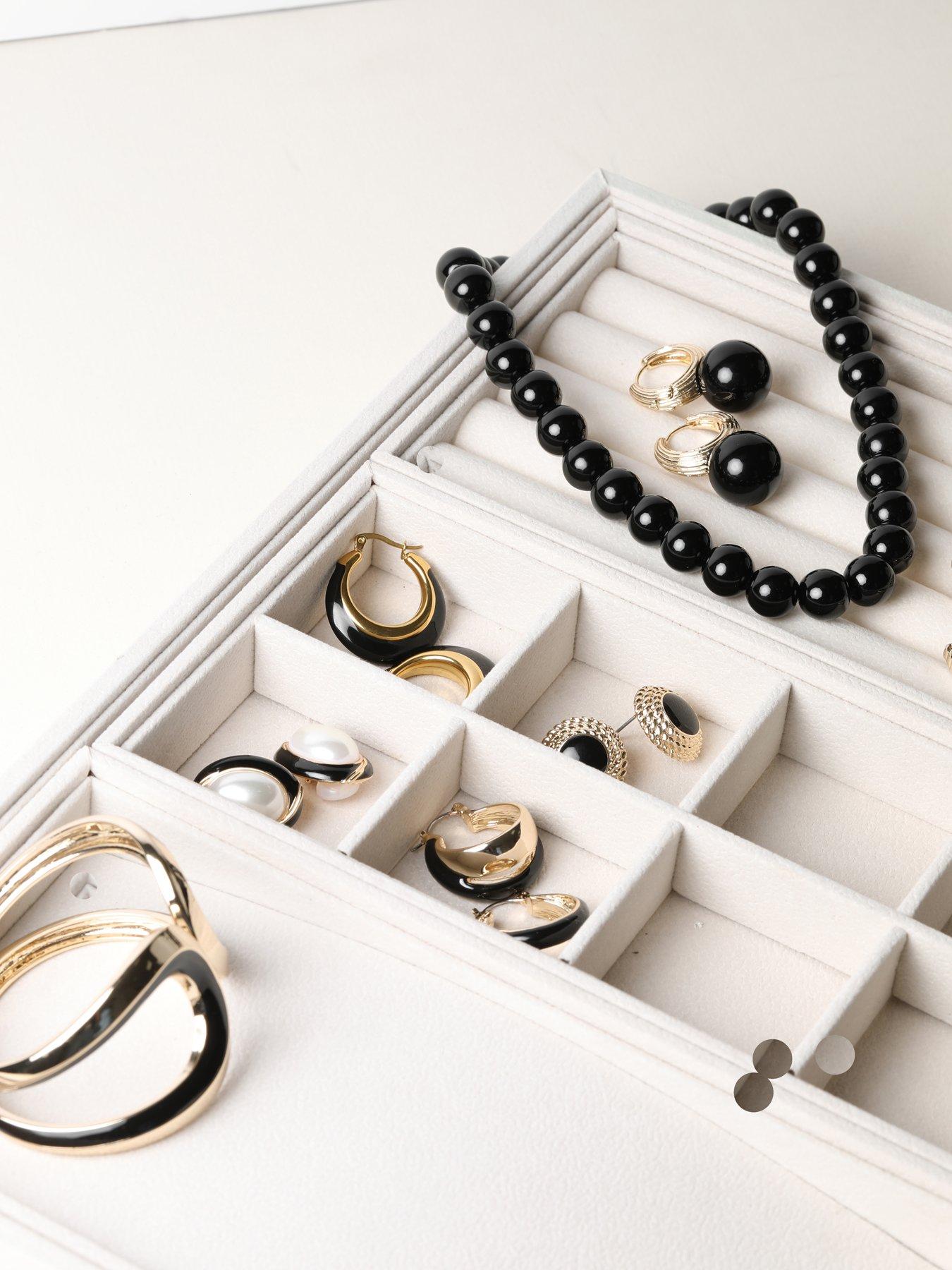 jon-richard-polished-and-jet-enamel-double-hoop-earrings-golddetail