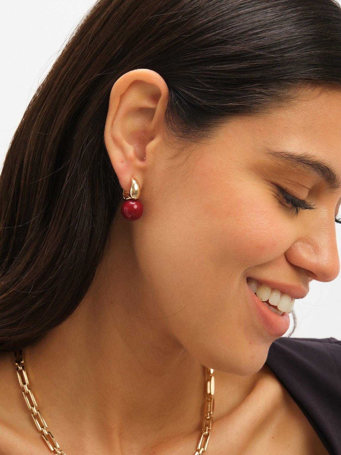 Image 2 of 4 of Jon Richard Plated Ridge And Jet Square Earrings - Gold