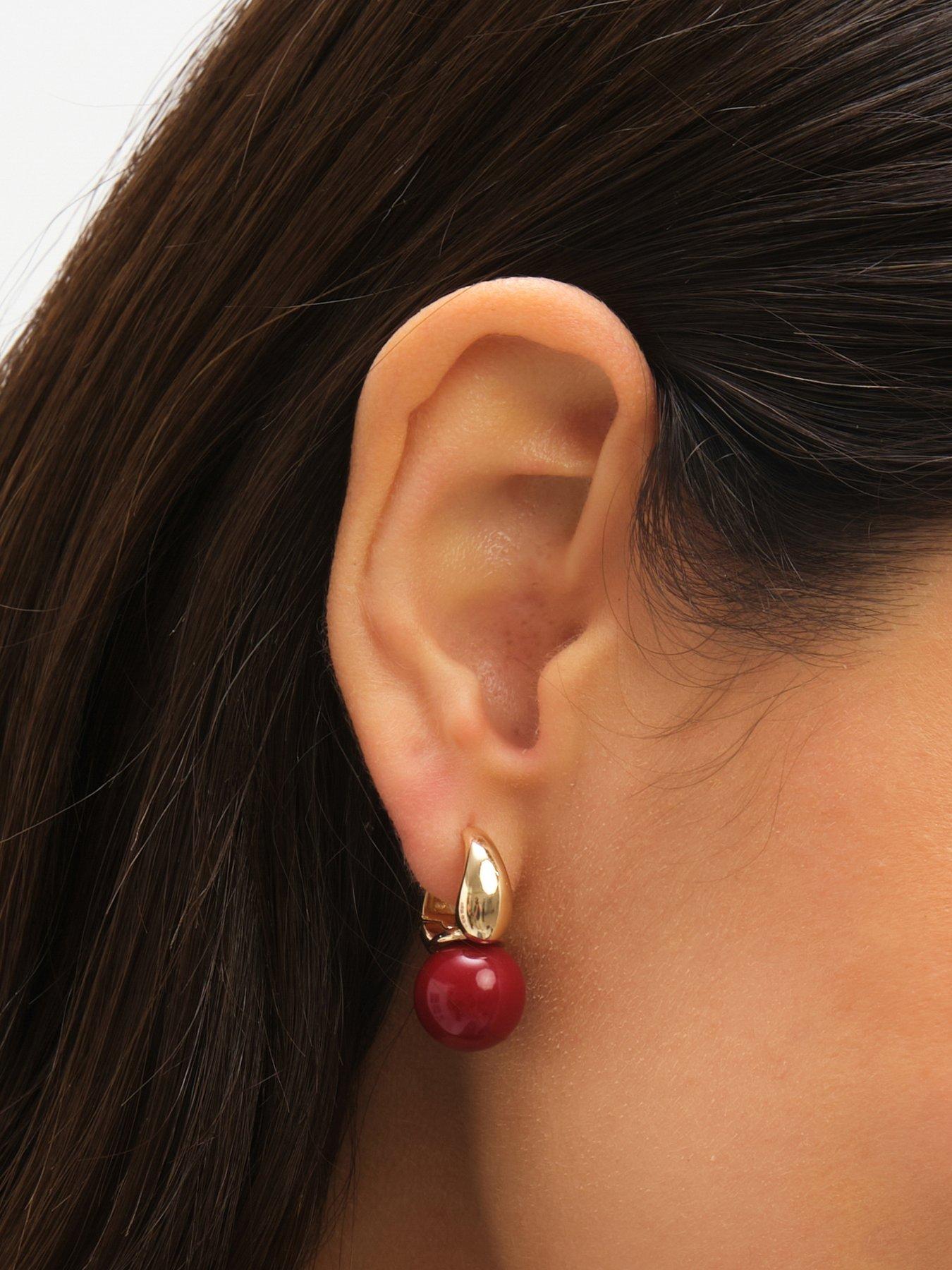 Image 4 of 4 of Jon Richard Plated Ridge And Jet Square Earrings - Gold