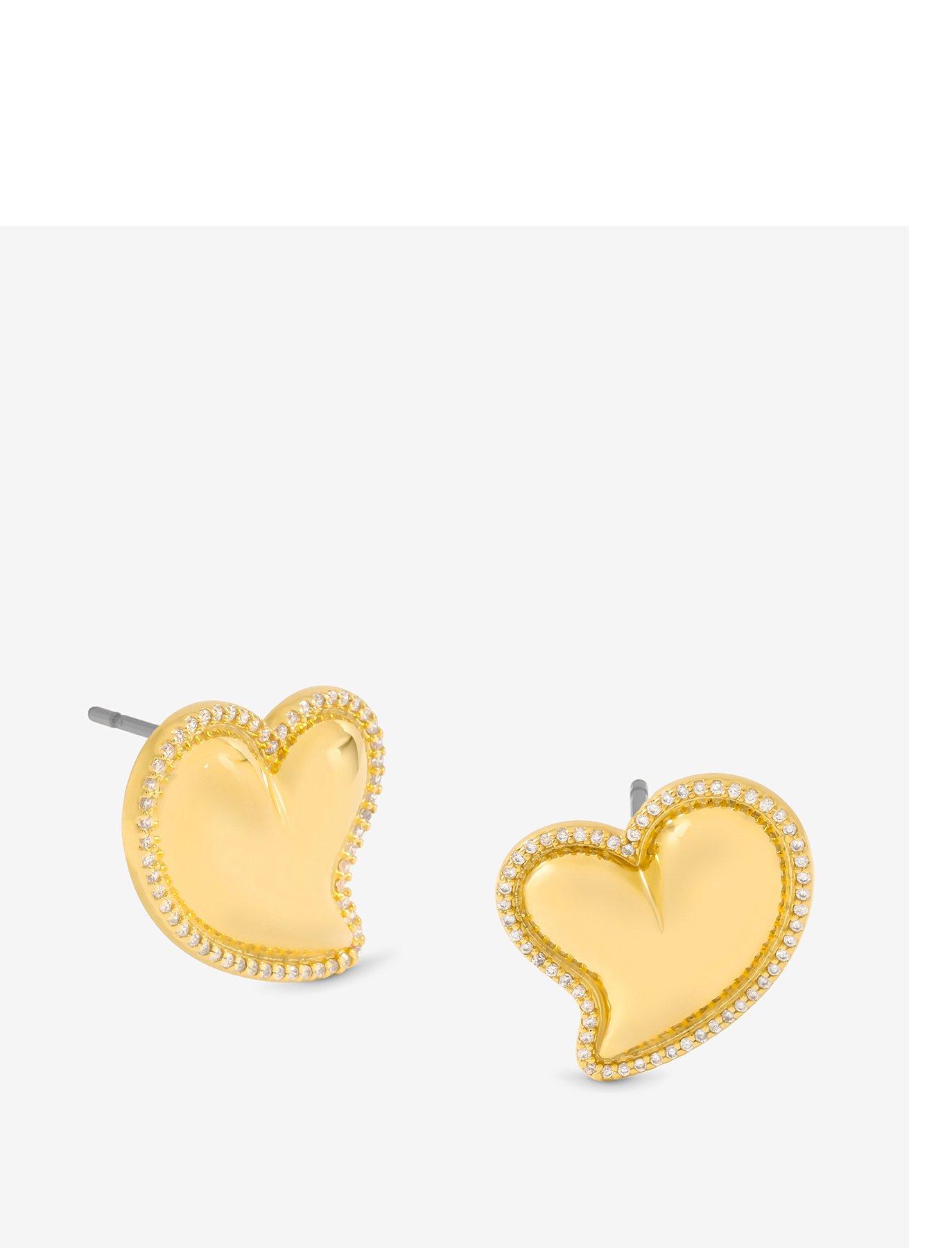 jon-richard-puff-heart-and-cubic-zirconia-stud-earrings-gold