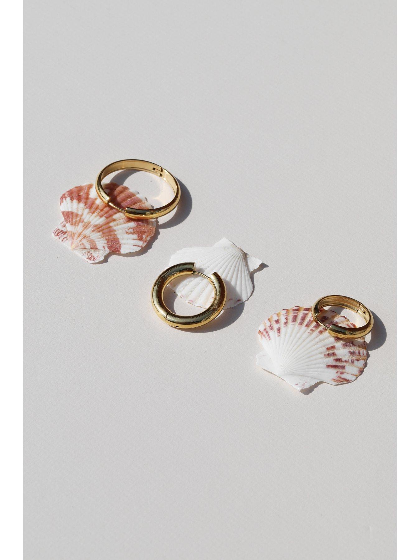 Image 5 of 5 of Jon Richard Waterproof Gold Plated Large Flat Surface Hoop Earrings