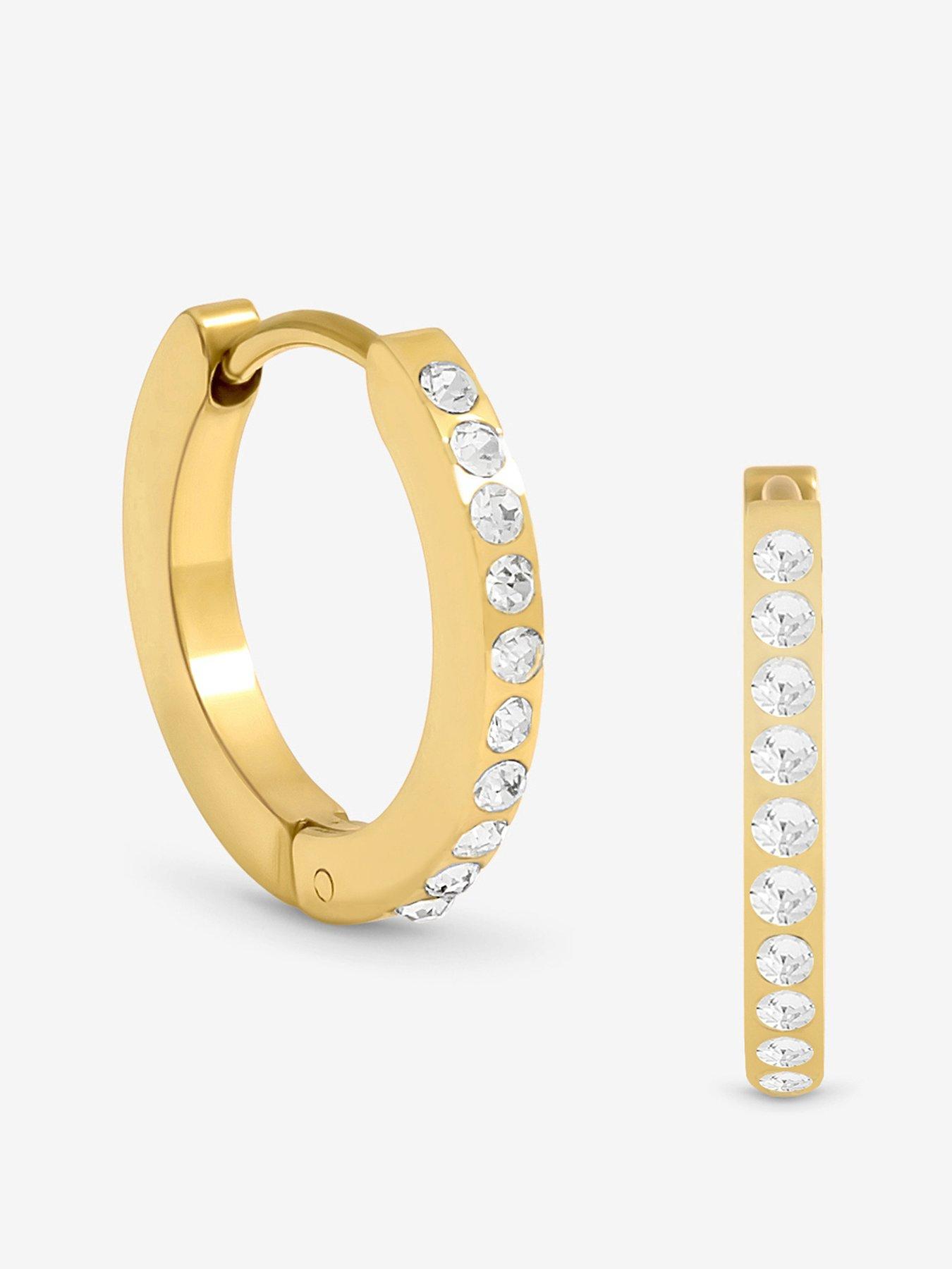 jon-richard-waterproof-gold-plated-crystal-and-polished-huggie-hoop-earringsfront