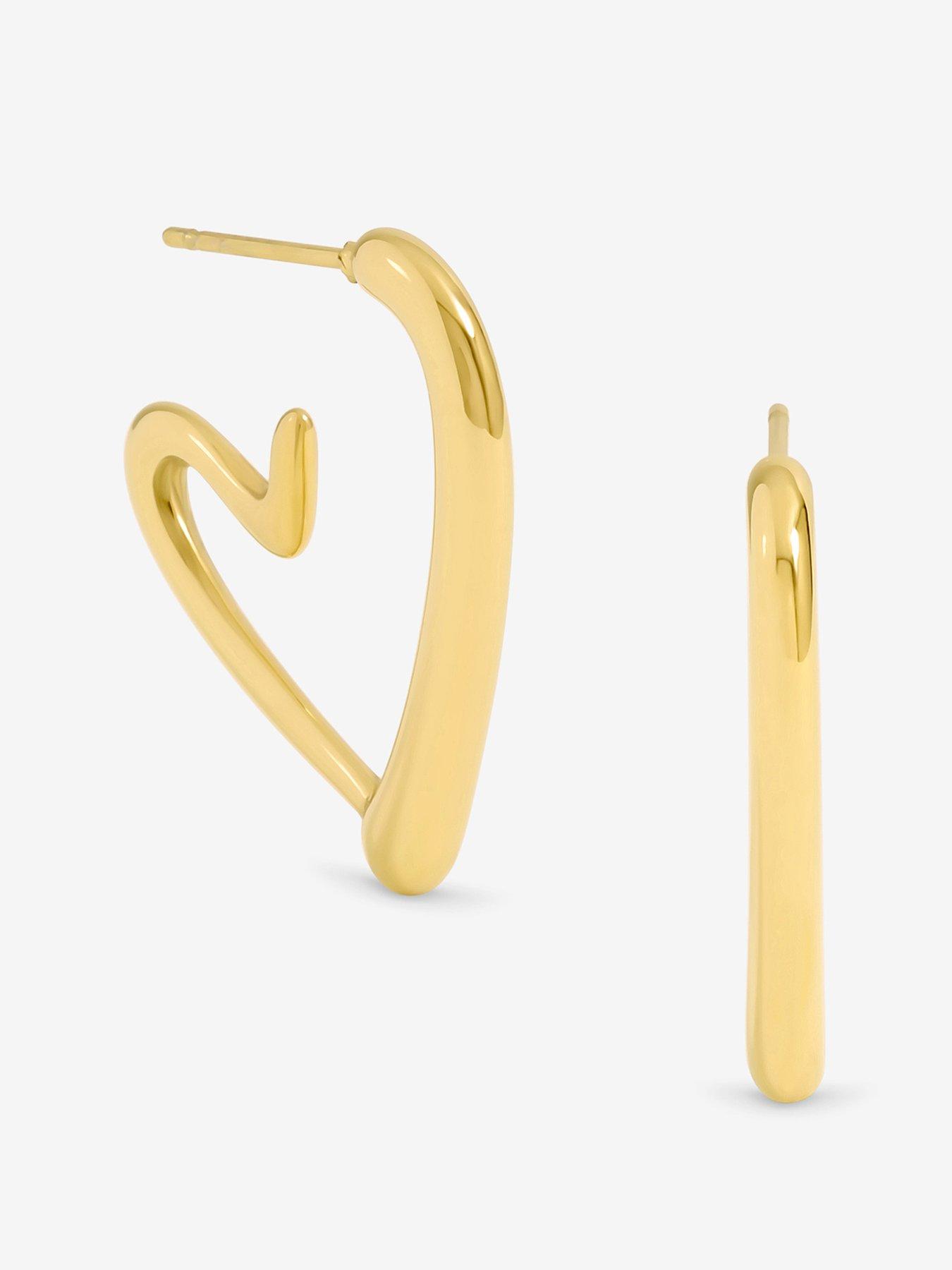Image 1 of 4 of Jon Richard Waterproof Gold Plated Heart Hoop Earrings