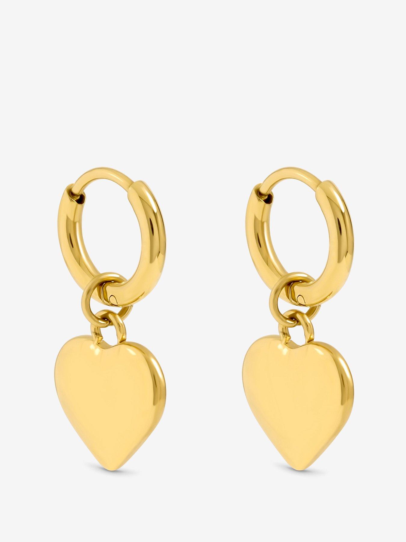 Jon Richard Waterproof Gold Plated Heart Charm Hoop Earrings
