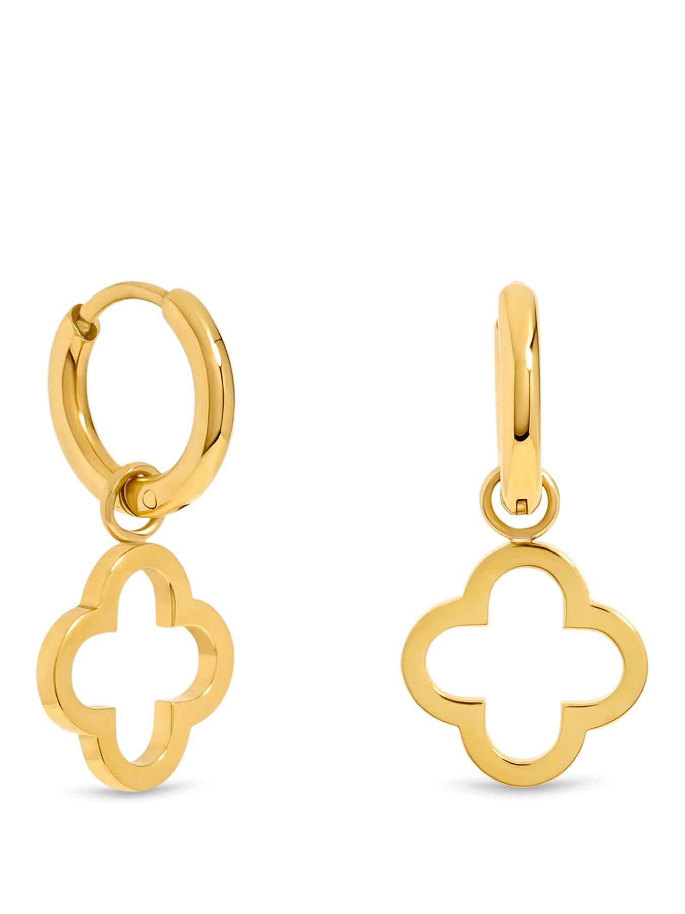 Jon Richard Waterproof Gold Plated Clover Huggie Hoops