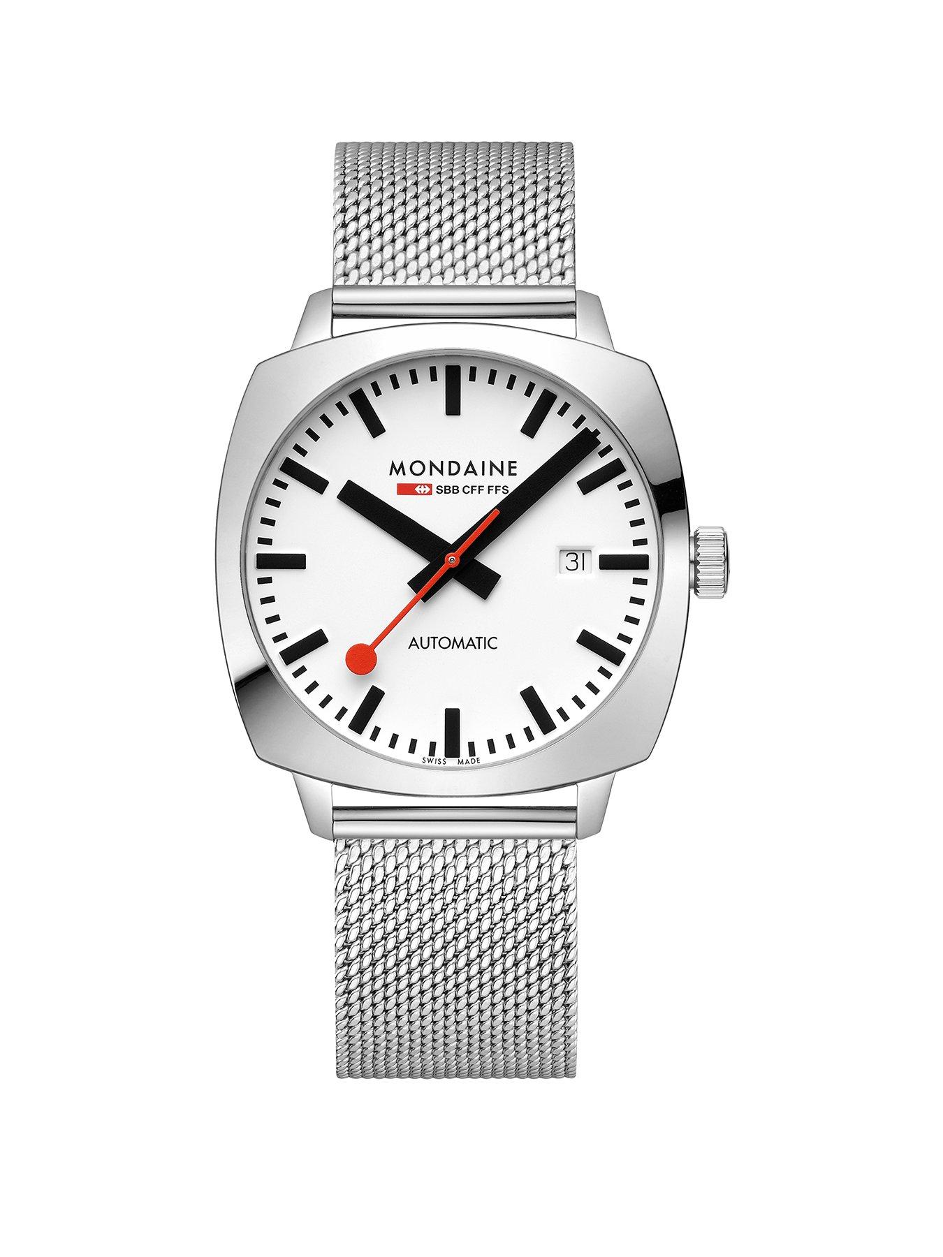 Image 1 of 8 of Mondaine Mens Cushion Automatic 39mm&nbsp;Stainless Steel Watch&nbsp;- Silver
