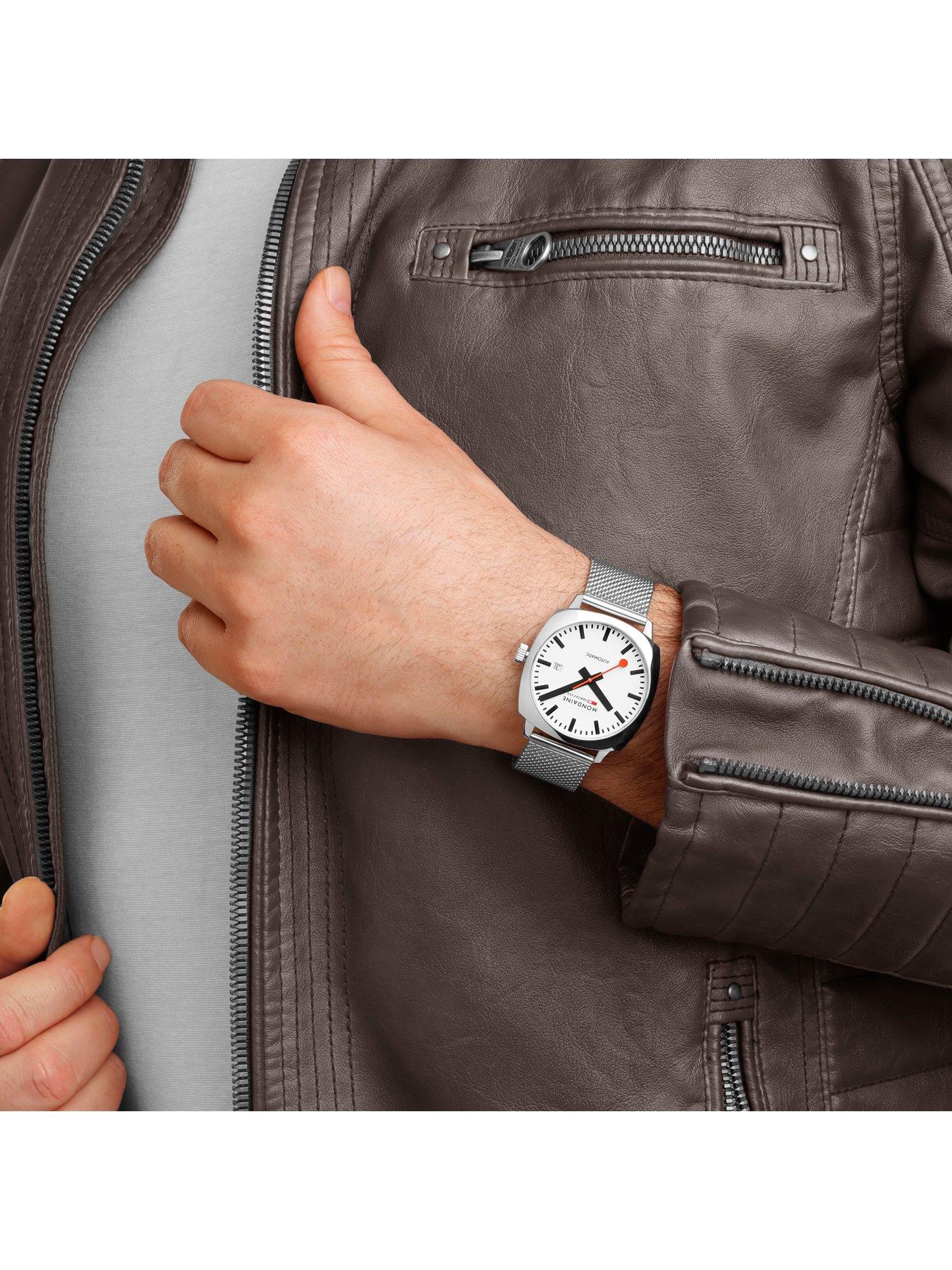 Image 2 of 8 of Mondaine Mens Cushion Automatic 39mm&nbsp;Stainless Steel Watch&nbsp;- Silver