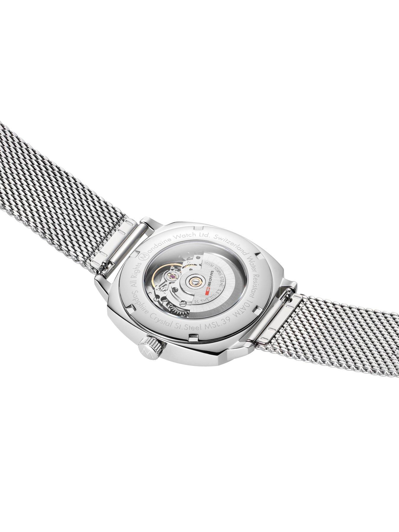Image 4 of 8 of Mondaine Mens Cushion Automatic 39mm&nbsp;Stainless Steel Watch&nbsp;- Silver