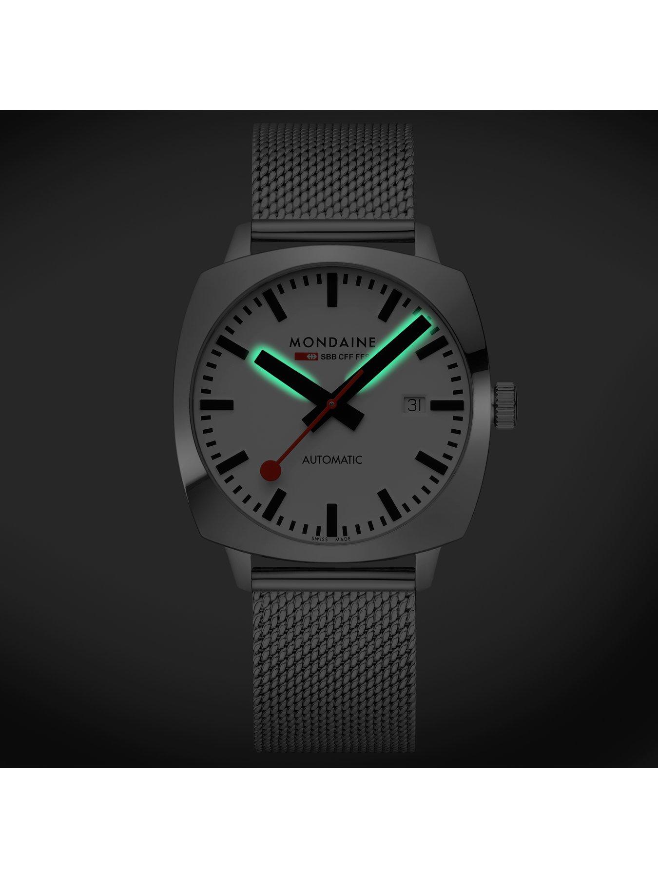 Image 5 of 8 of Mondaine Mens Cushion Automatic 39mm&nbsp;Stainless Steel Watch&nbsp;- Silver