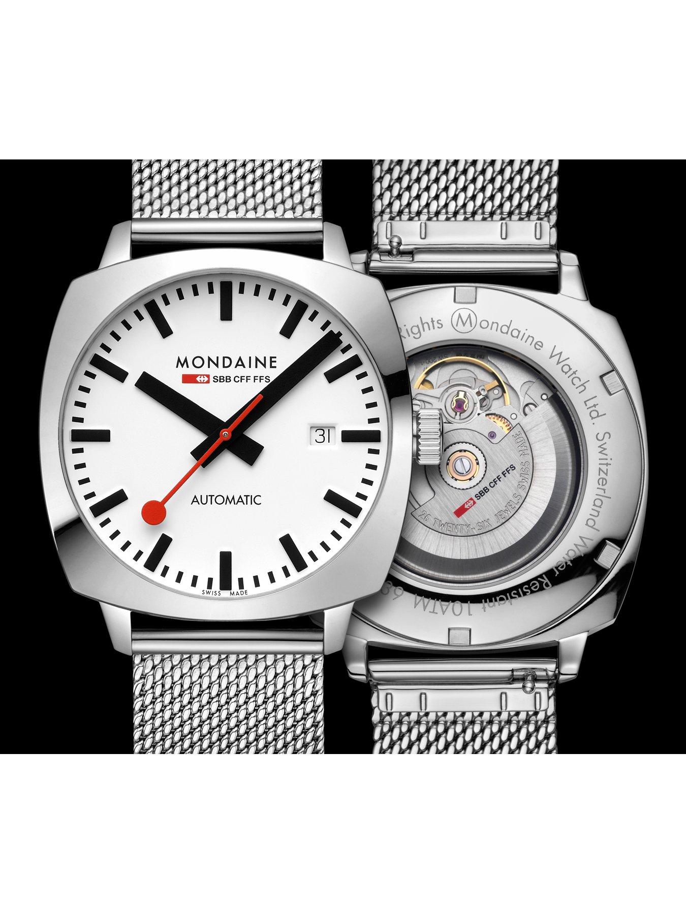 Image 6 of 8 of Mondaine Mens Cushion Automatic 39mm&nbsp;Stainless Steel Watch&nbsp;- Silver