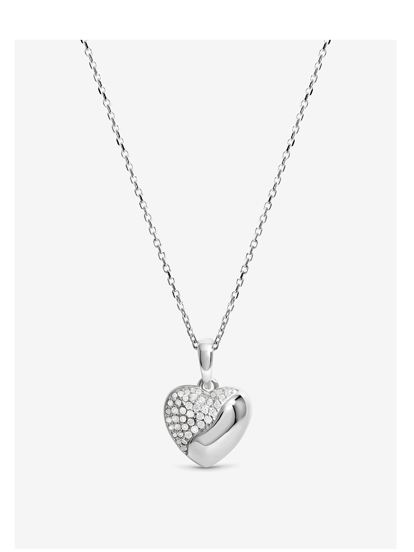 Image 1 of 7 of Simply Silver Sterling Silver 925 Polished And Micro Pave Pendant - Gift Pouch