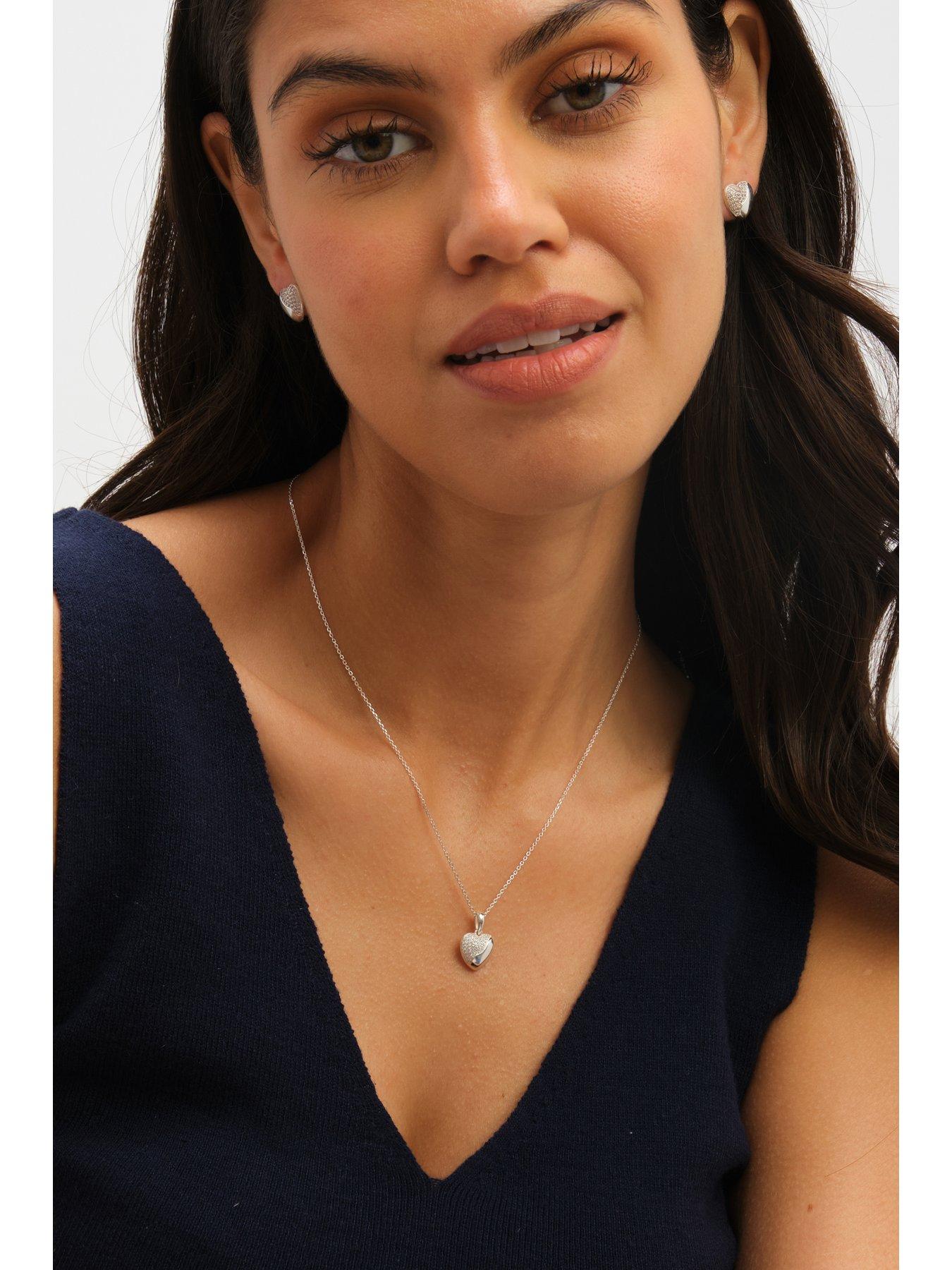 Image 4 of 7 of Simply Silver Sterling Silver 925 Polished And Micro Pave Pendant - Gift Pouch