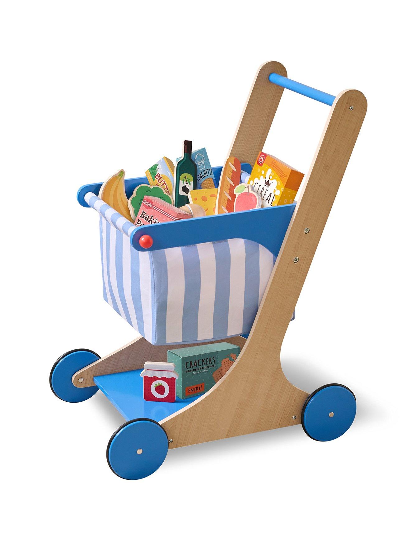 Teamson Kids Teamson Kids - Little Helper Mr. Fresh Shopping Cart with Groceries - Blue