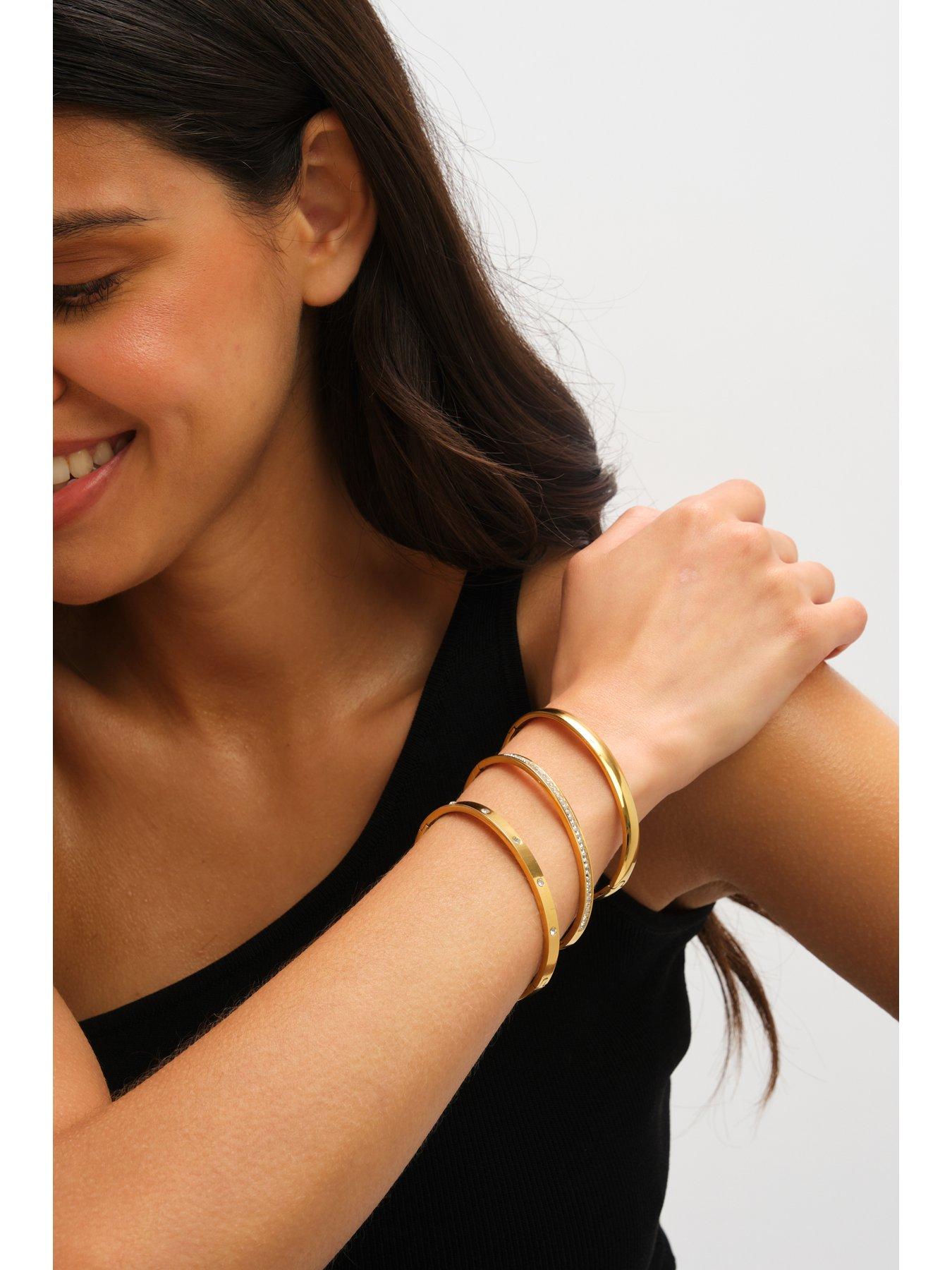 Image 2 of 5 of Jon Richard Waterproof Gold Plated Crystal Polished Bangle