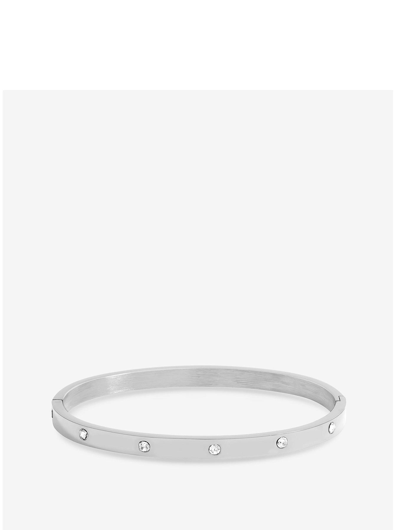 Jon Richard Waterproof Sterling Silver Plated Crystal Polished Bangle