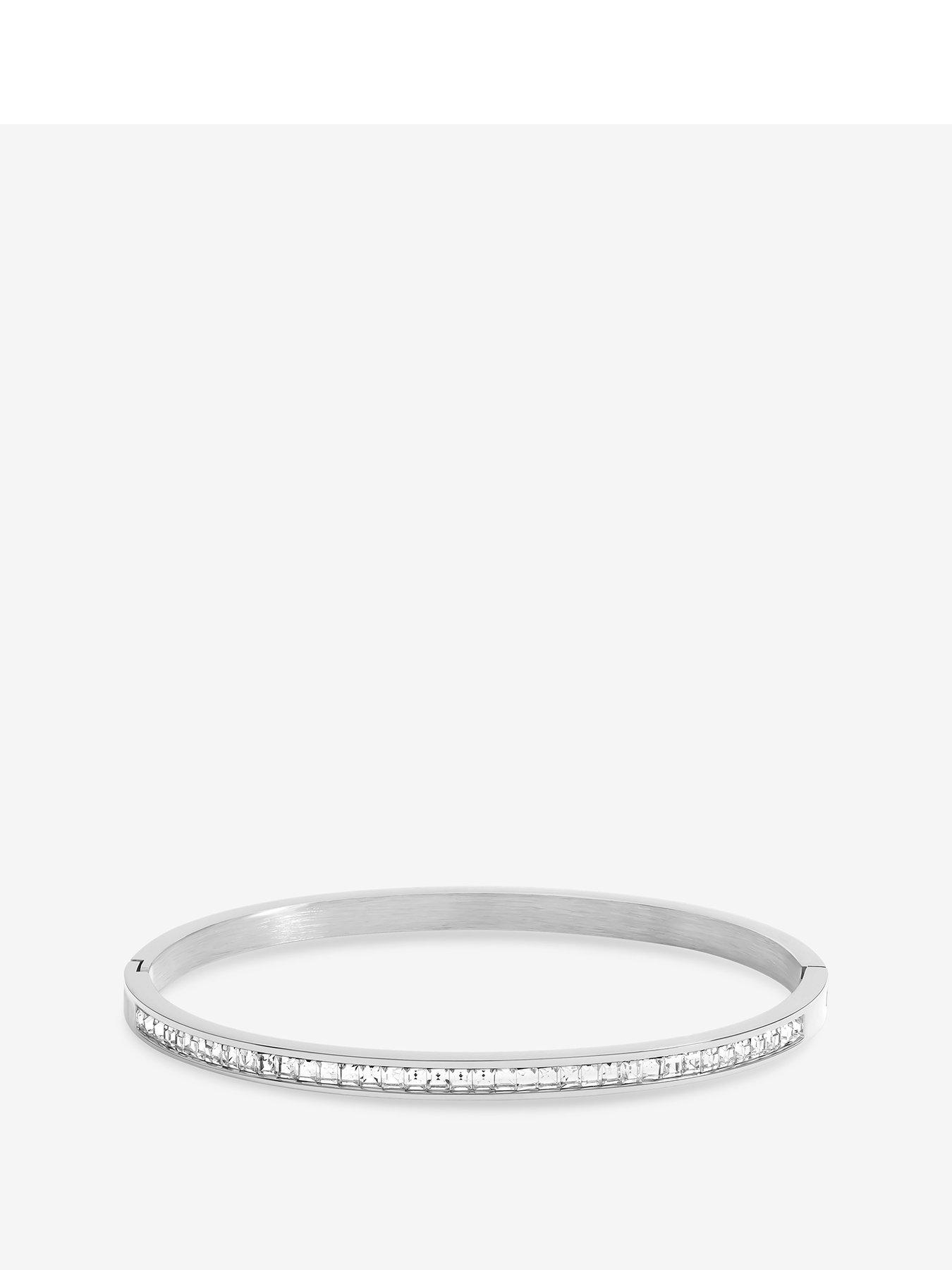 Image 1 of 4 of Jon Richard Waterproof Sterling Silver Plated Crystal Row Bangle