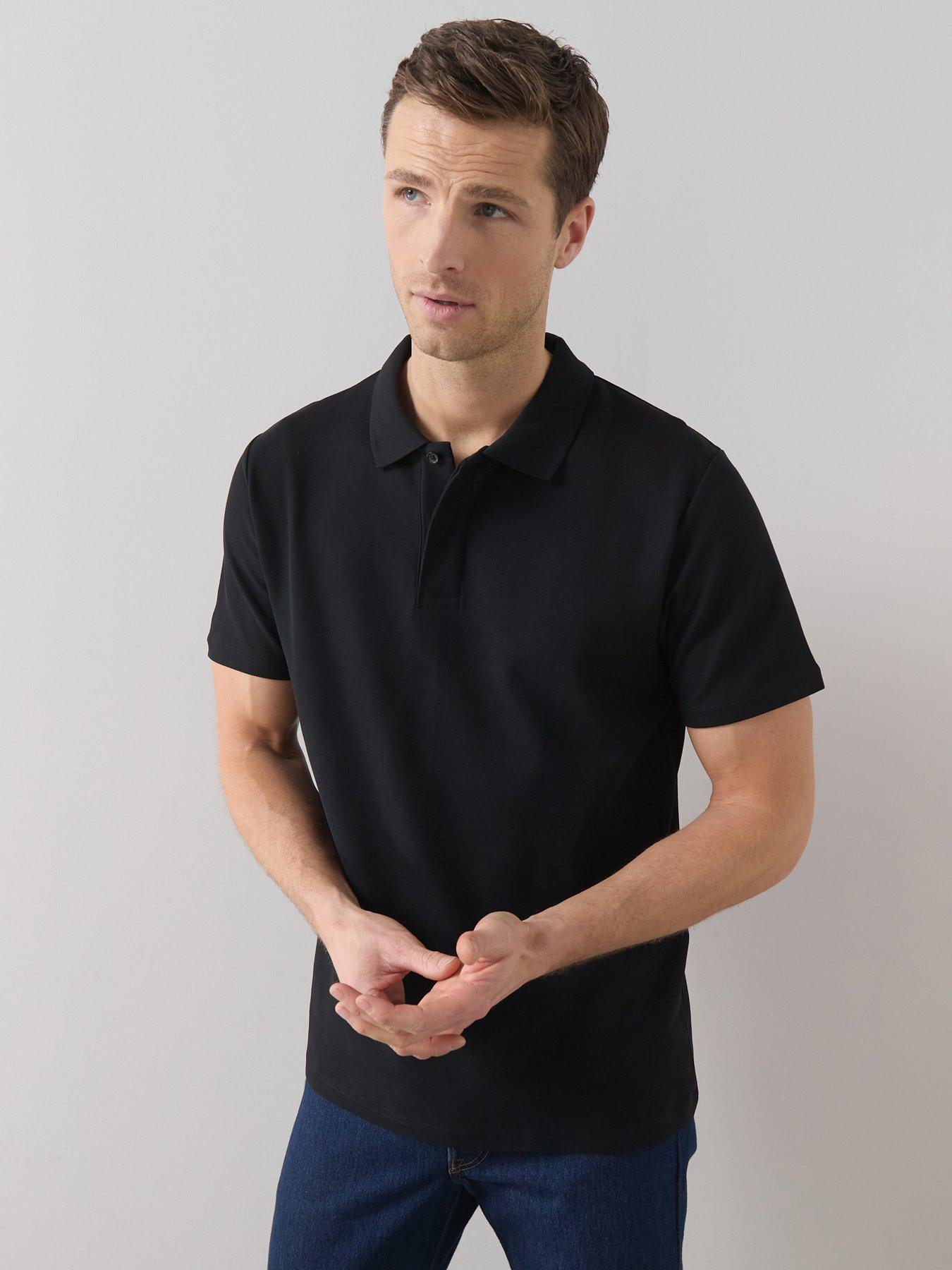 Image 1 of 7 of The Very Collection Pure Cotton Superfine Pique Polo Shirt&nbsp;- Black