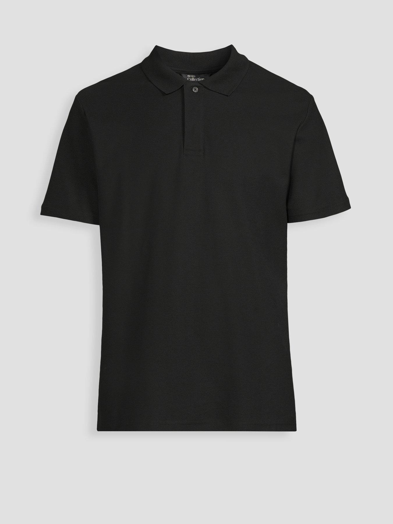 Image 7 of 7 of The Very Collection Pure Cotton Superfine Pique Polo Shirt&nbsp;- Black