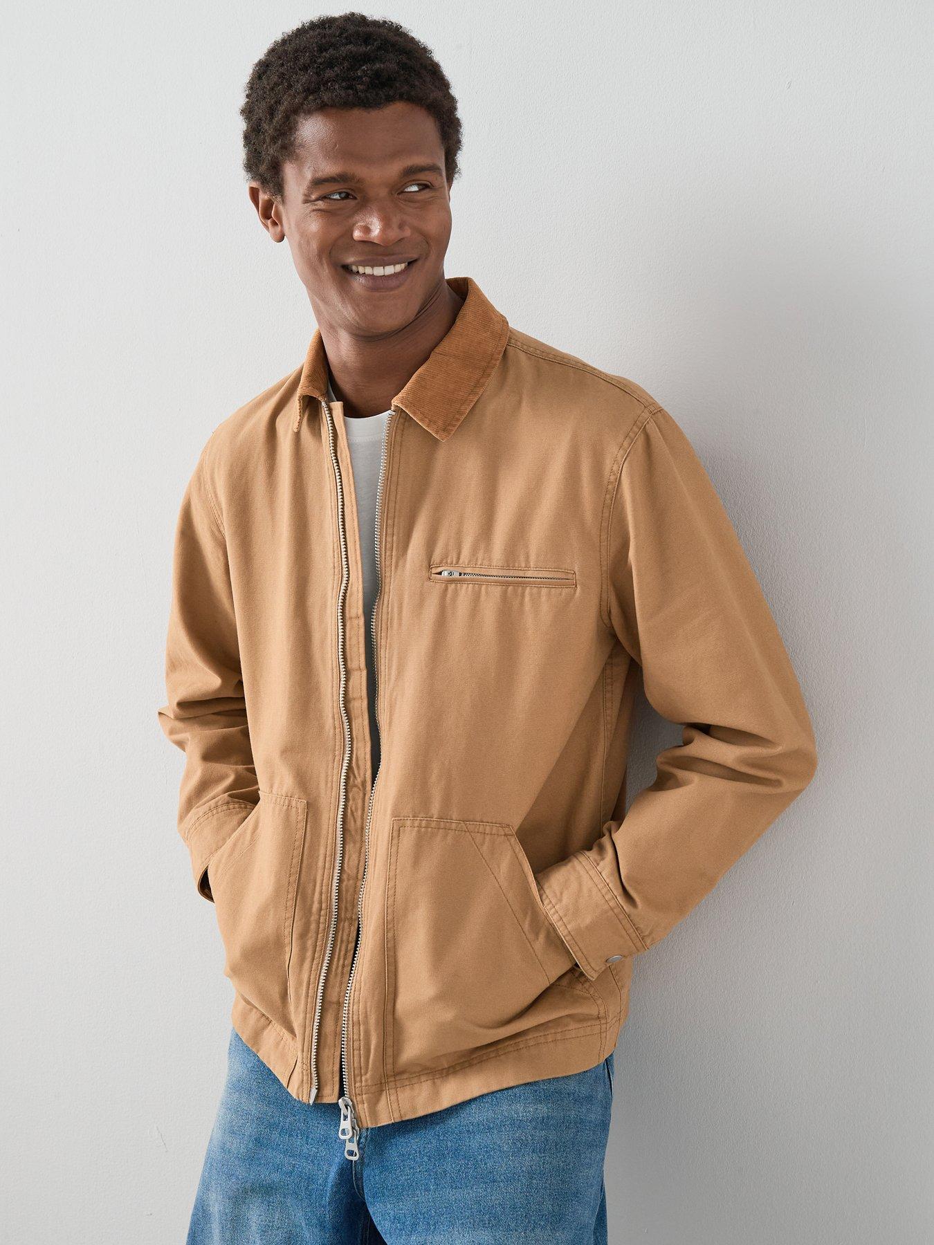 the-very-collection-pure-cotton-denim-collared-jacket-brown