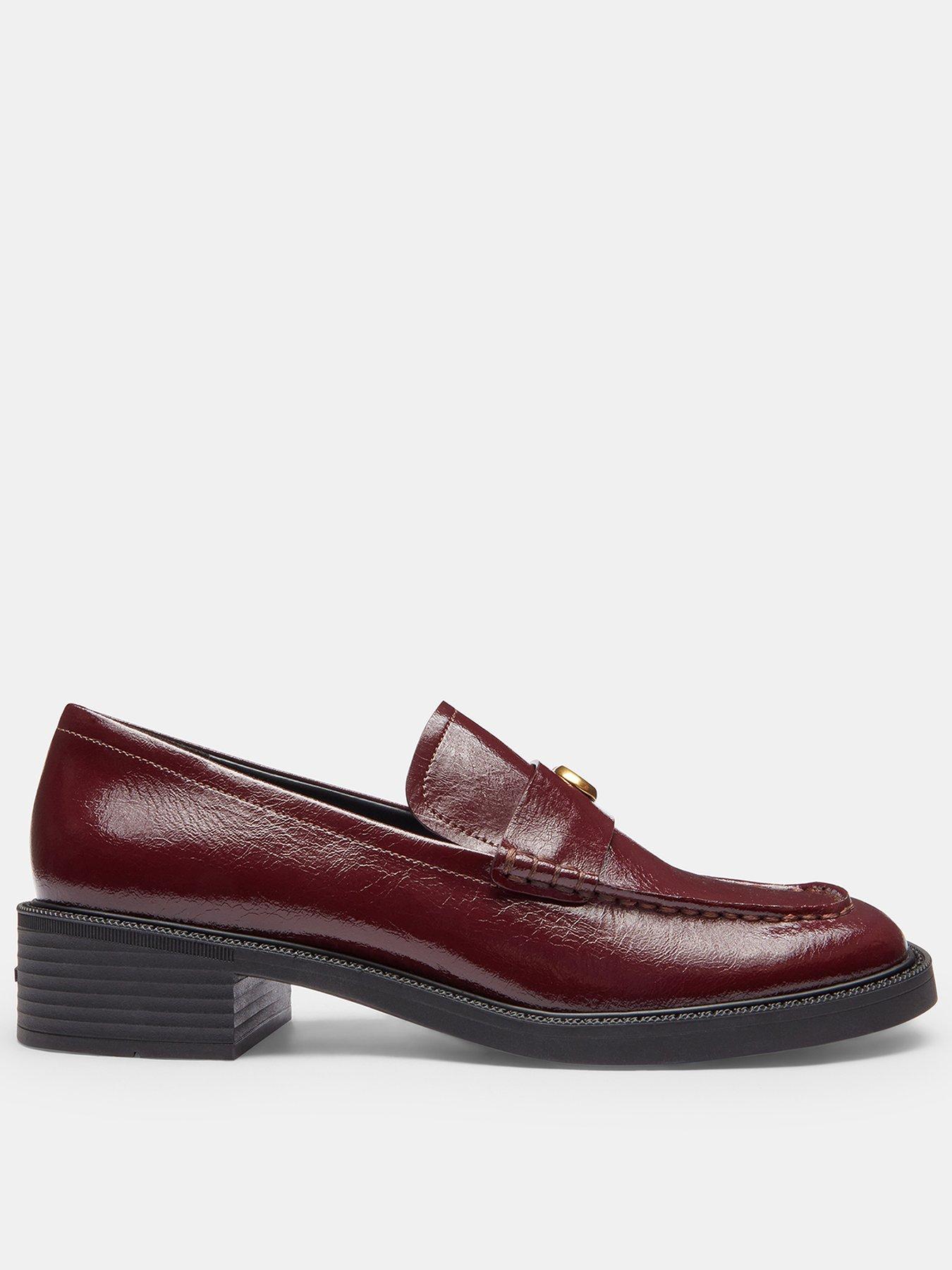 COACH Glazed Leather Penny Loafer - Red